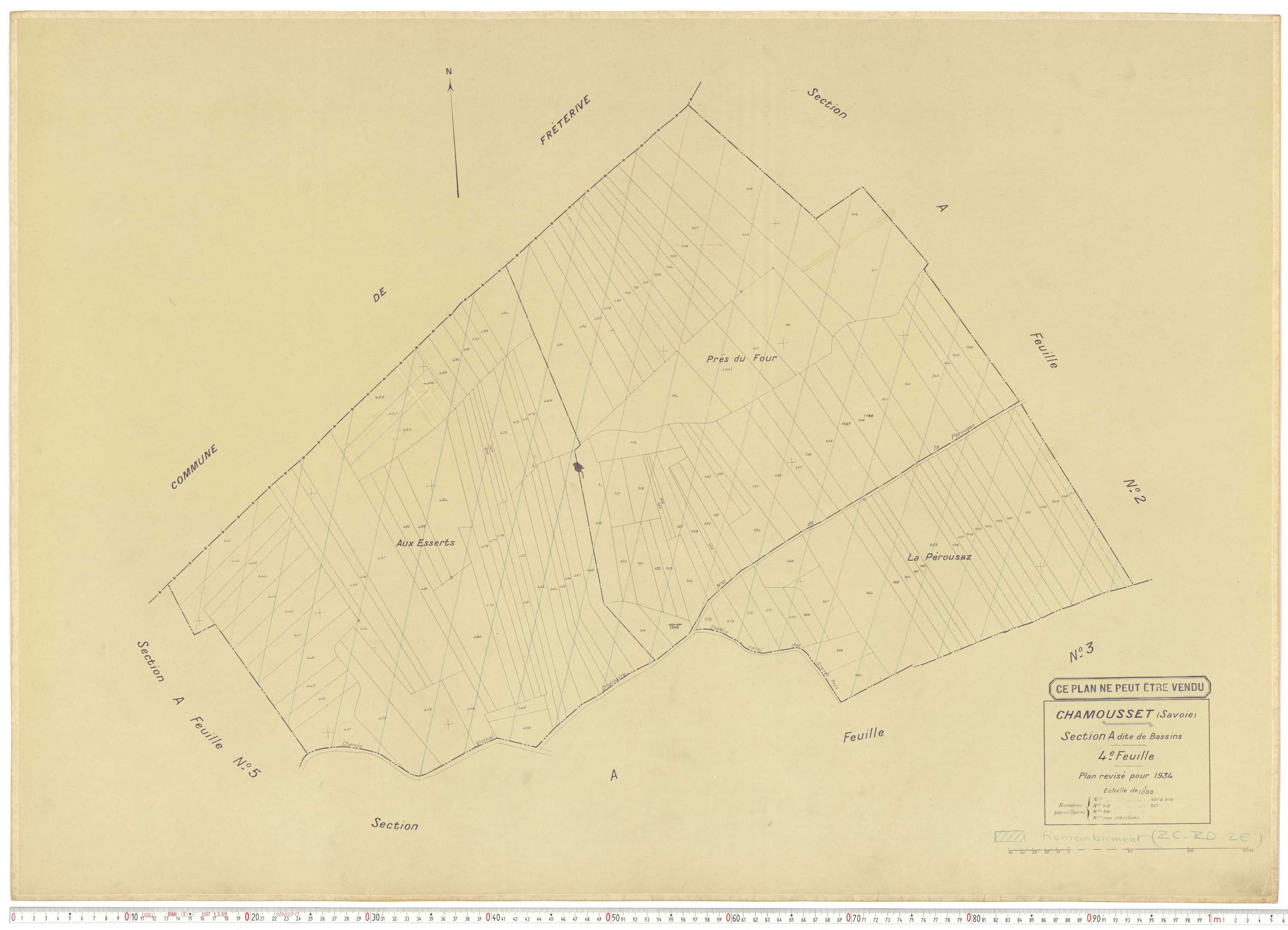 Chamousset - Plans cadastraux du cadastre rénové en 1934 et cadastre remembré en 1988.