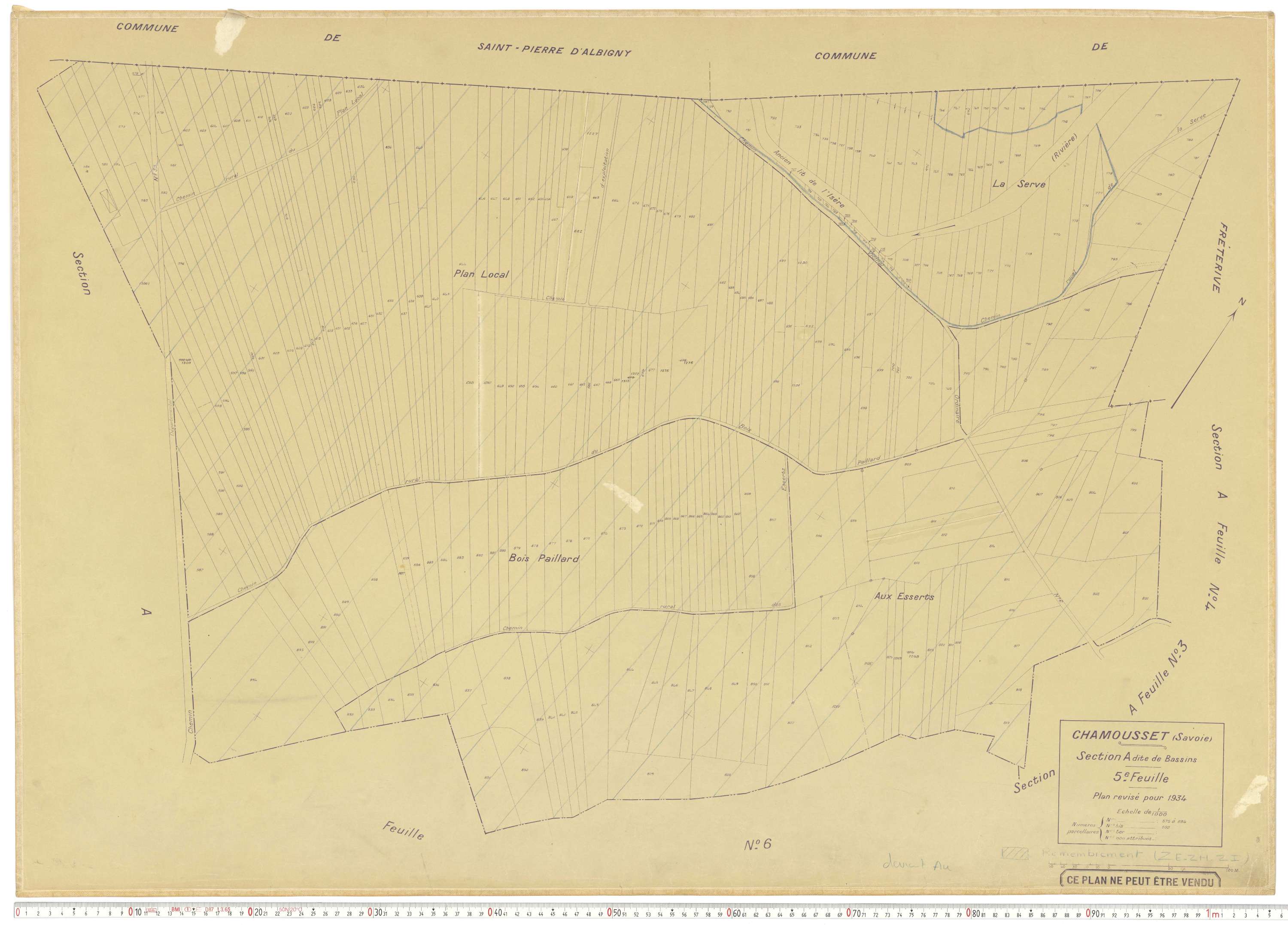 Chamousset - Plans cadastraux du cadastre rénové en 1934 et cadastre remembré en 1988.