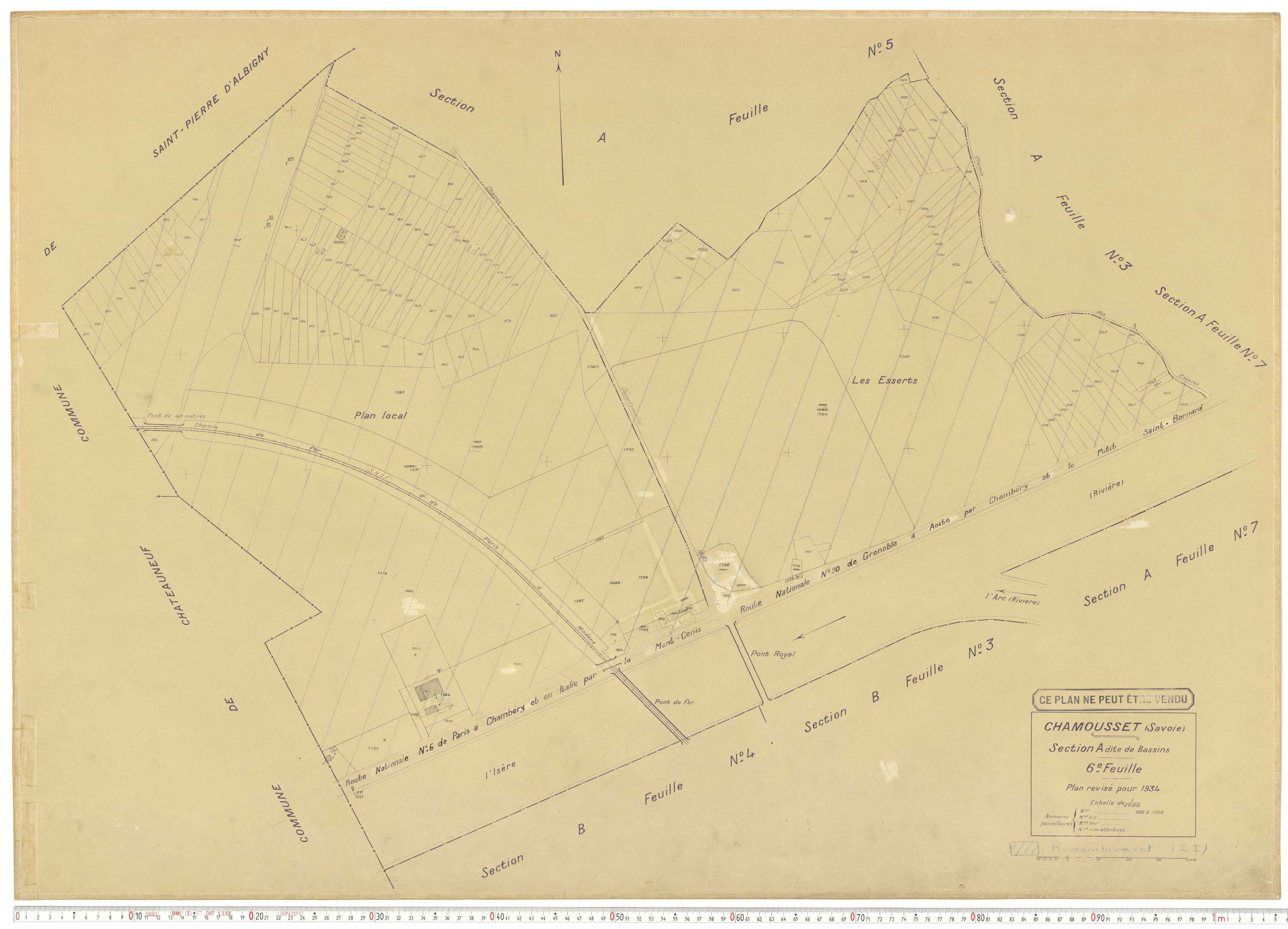 Chamousset - Plans cadastraux du cadastre rénové en 1934 et cadastre remembré en 1988.