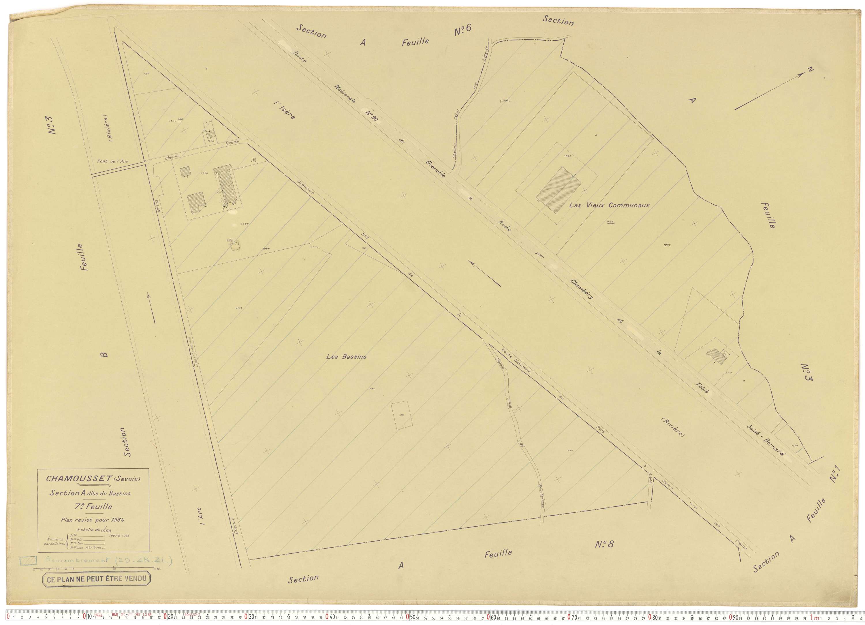 Chamousset - Plans cadastraux du cadastre rénové en 1934 et cadastre remembré en 1988.