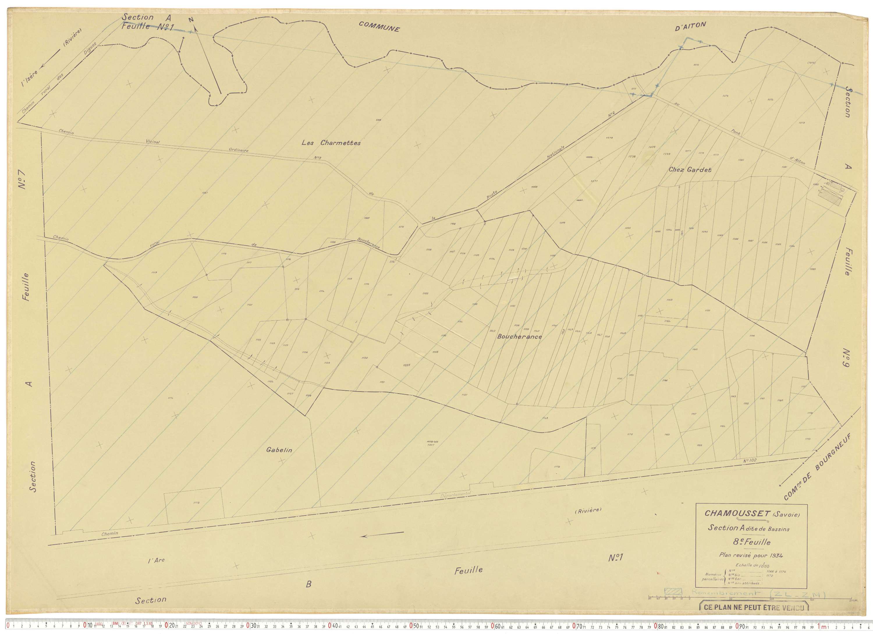 Chamousset - Plans cadastraux du cadastre rénové en 1934 et cadastre remembré en 1988.
