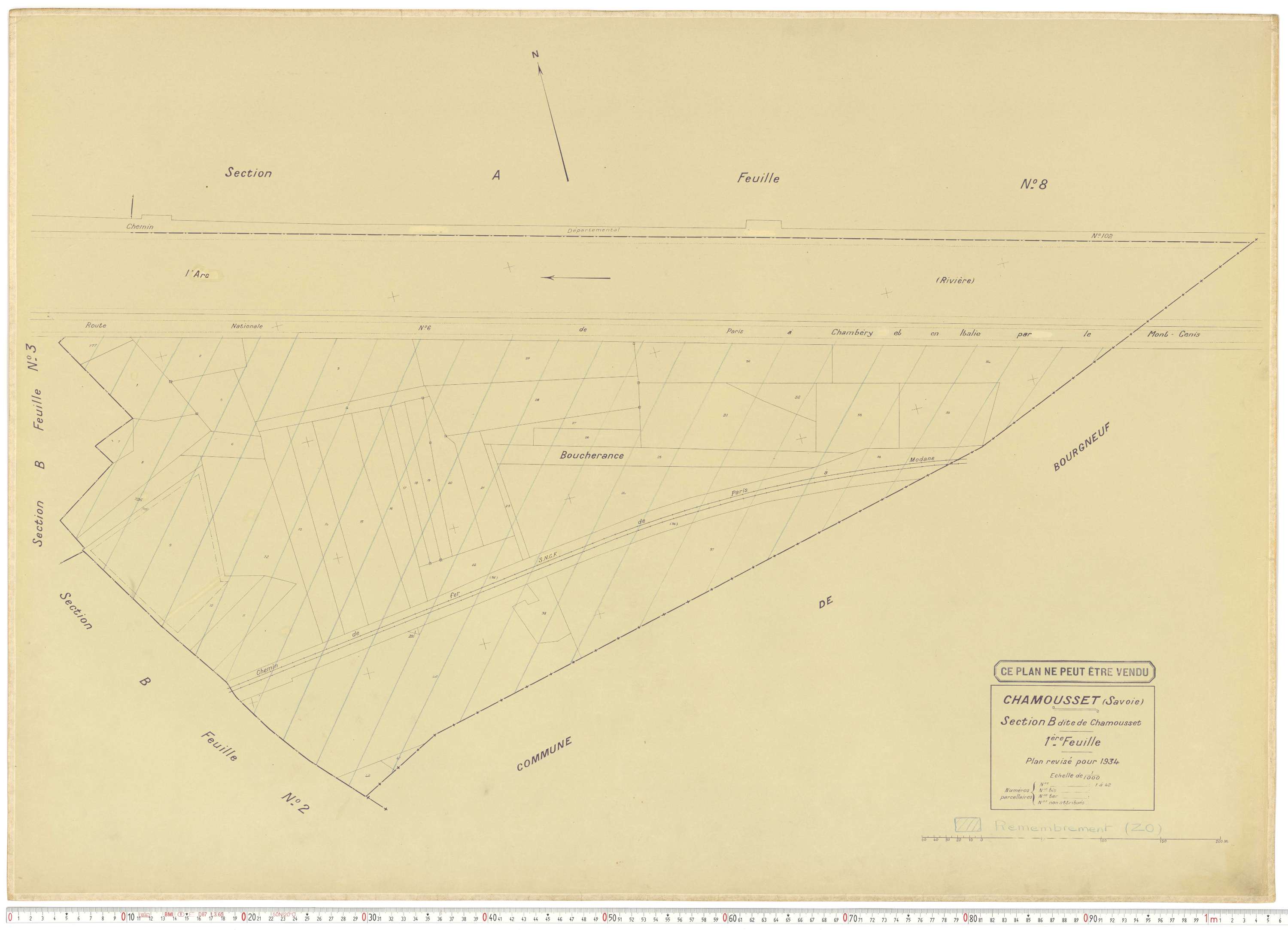 Chamousset - Plans cadastraux du cadastre rénové en 1934 et cadastre remembré en 1988.