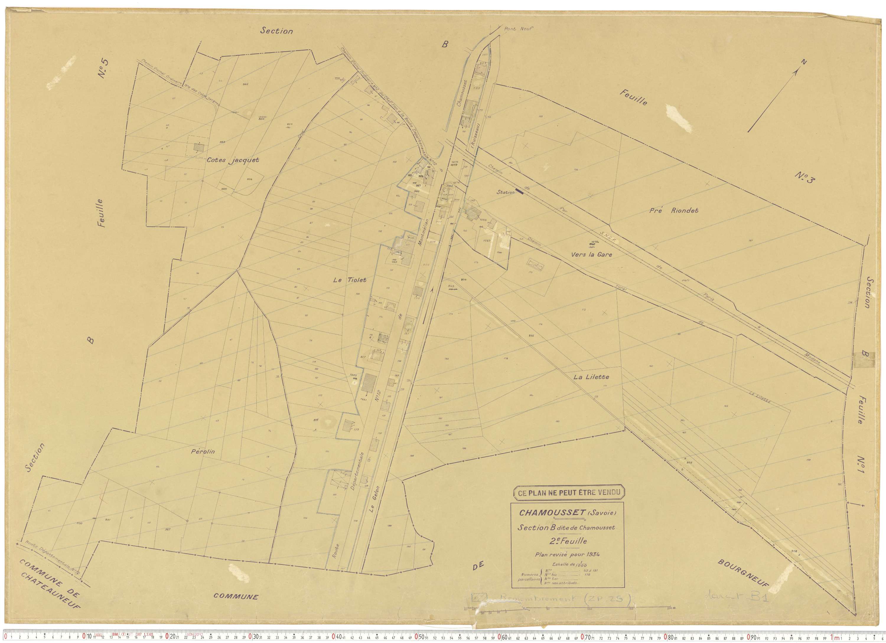 Chamousset - Plans cadastraux du cadastre rénové en 1934 et cadastre remembré en 1988.