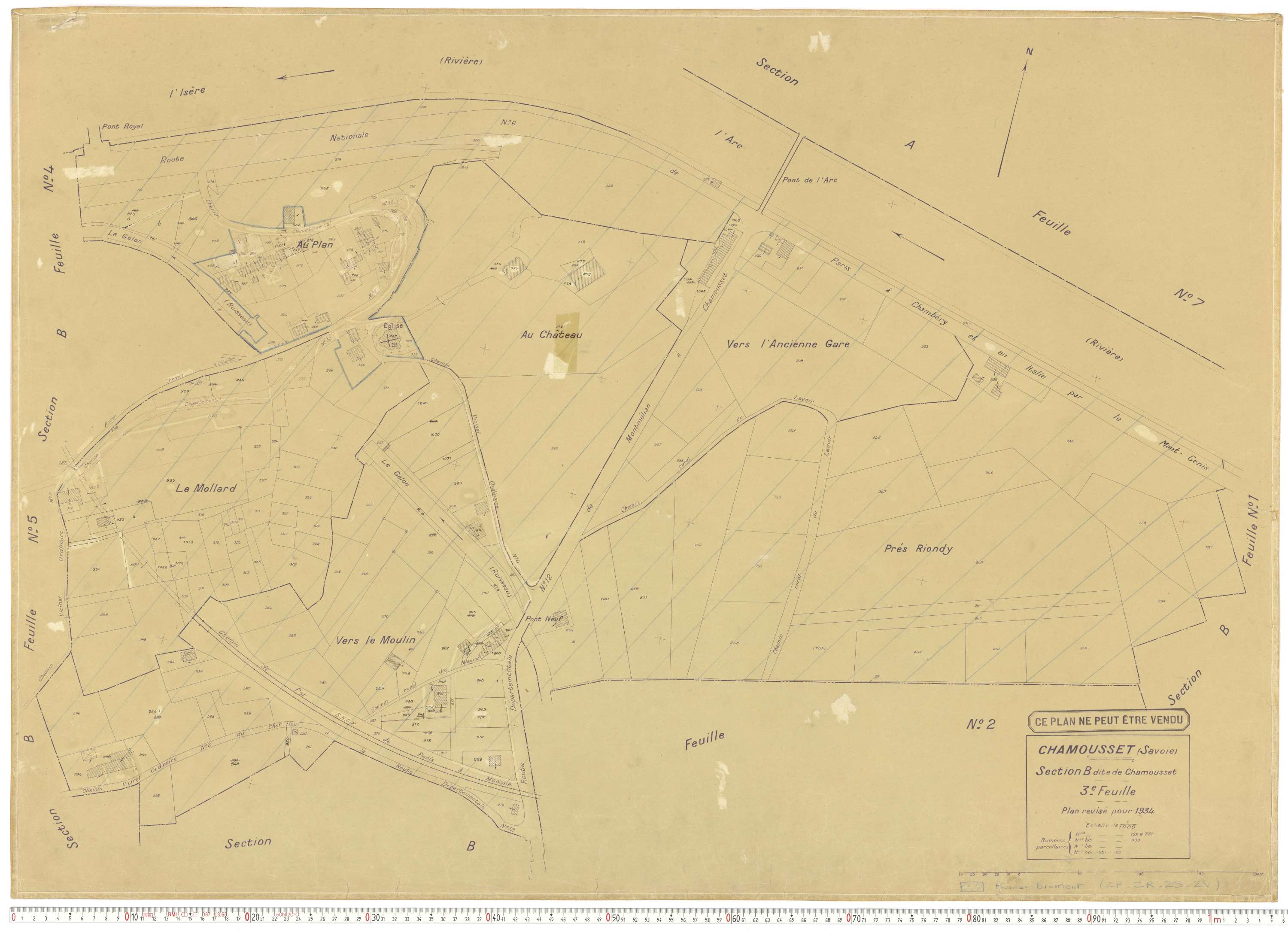 Chamousset - Plans cadastraux du cadastre rénové en 1934 et cadastre remembré en 1988.