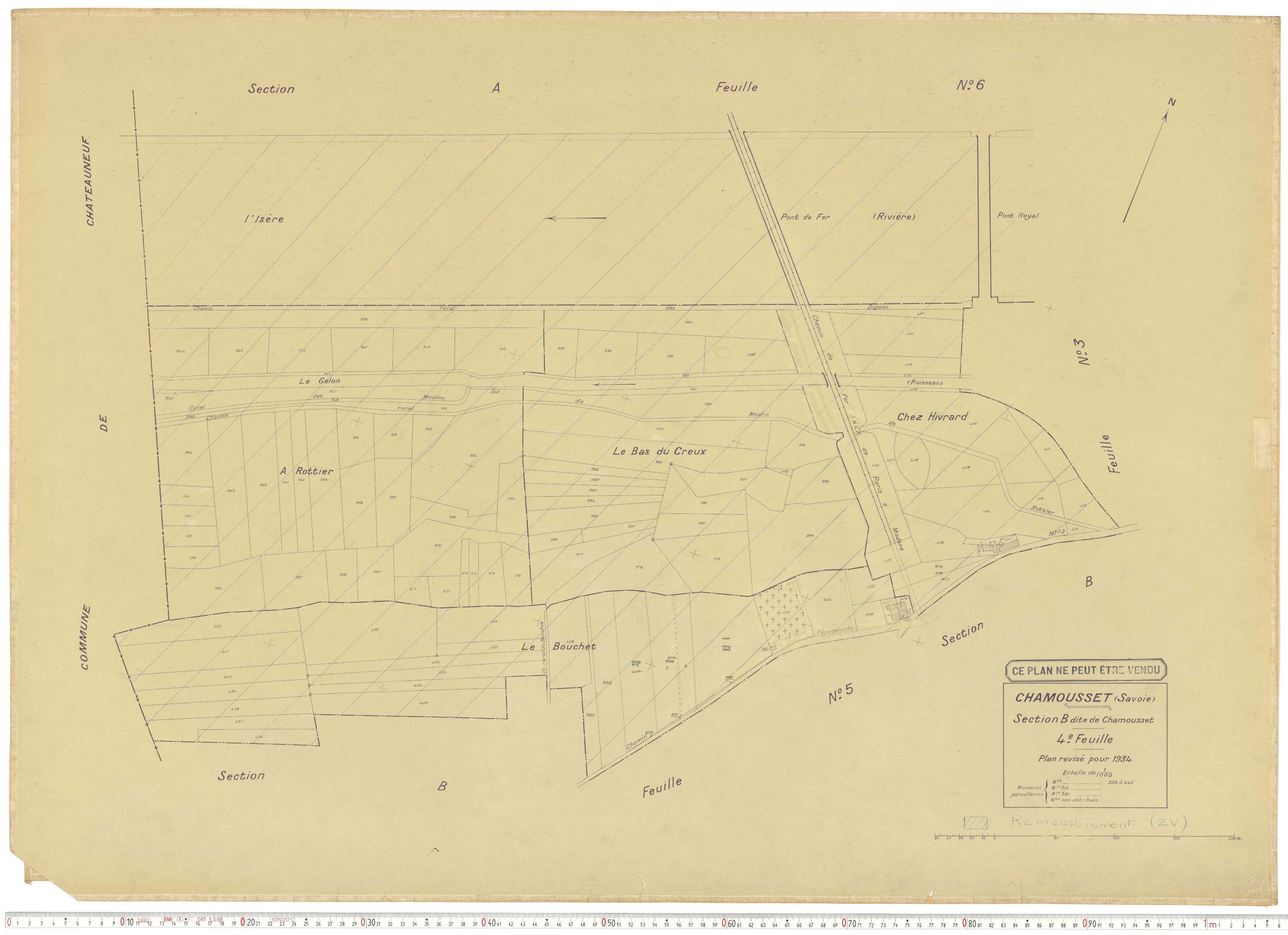 Chamousset - Plans cadastraux du cadastre rénové en 1934 et cadastre remembré en 1988.