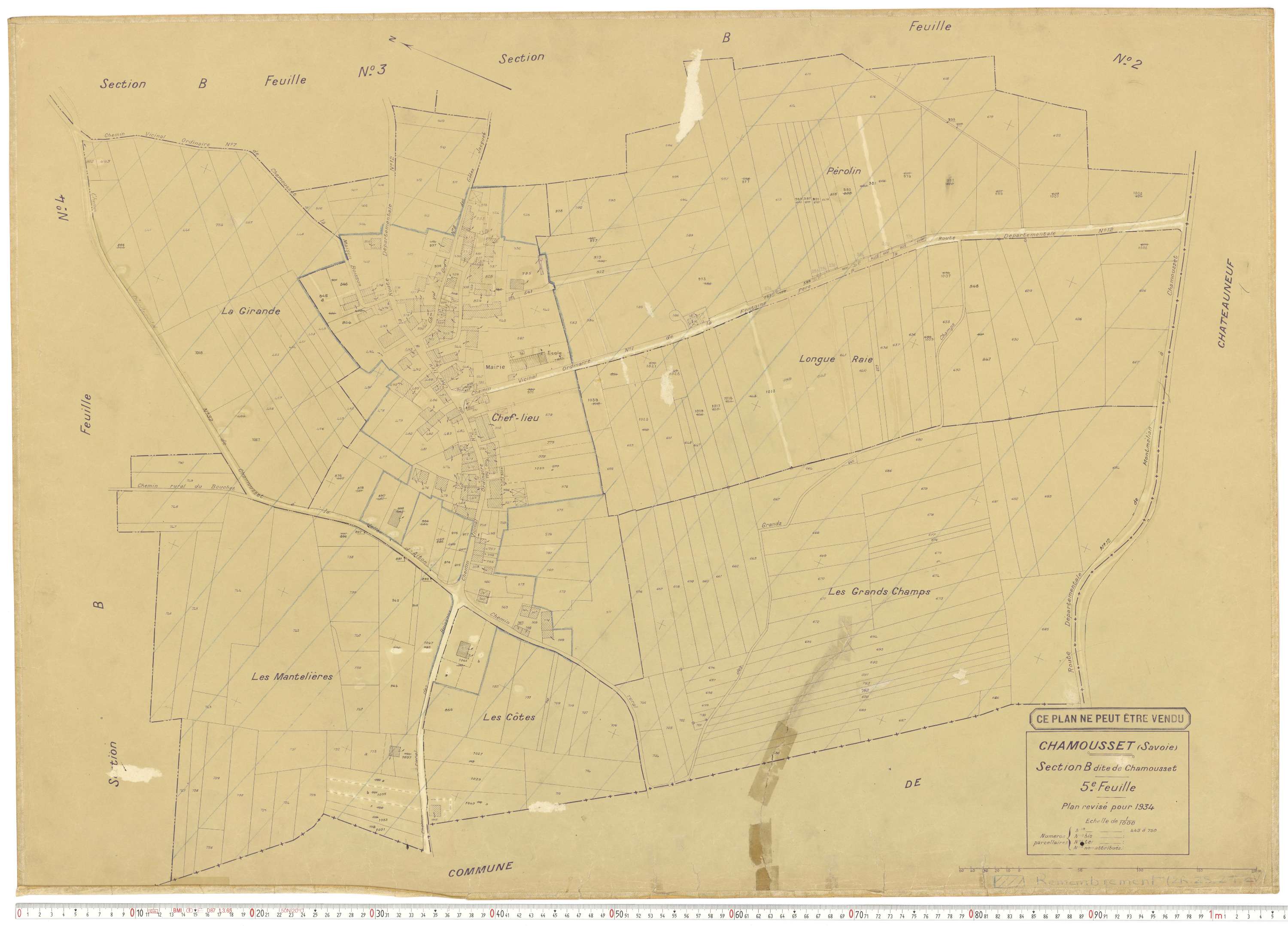 Chamousset - Plans cadastraux du cadastre rénové en 1934 et cadastre remembré en 1988.