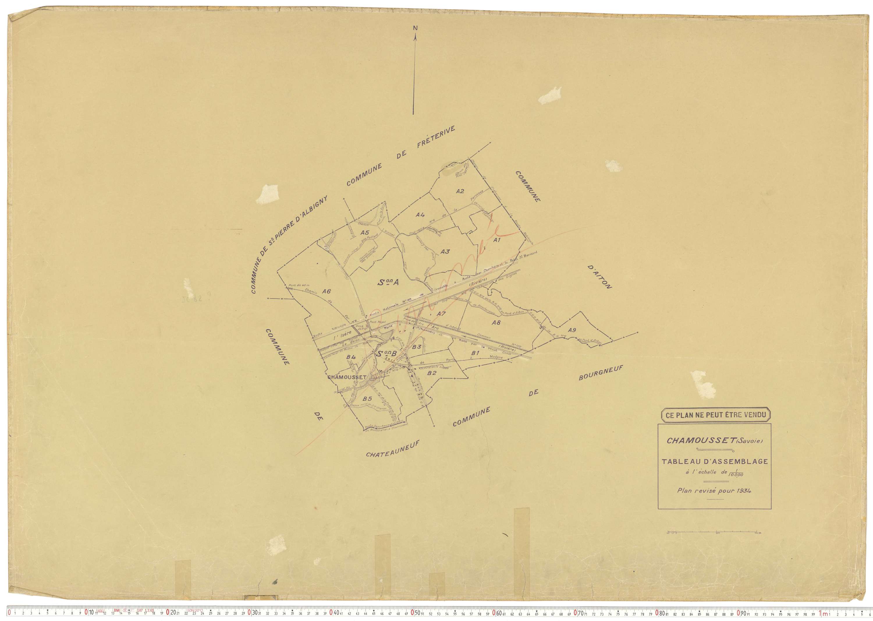 Chamousset - Plans cadastraux du cadastre rénové en 1934 et cadastre remembré en 1988.