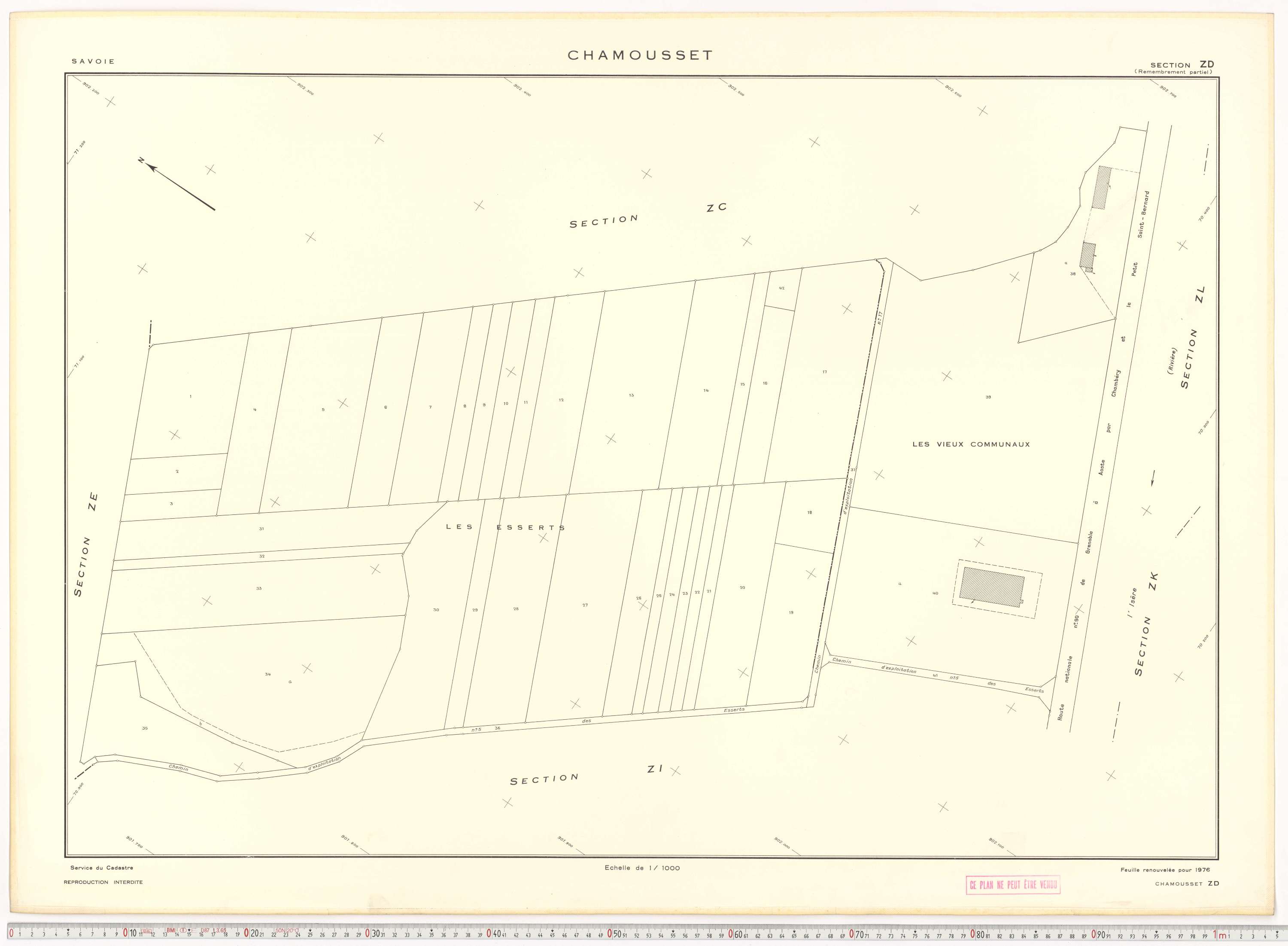Chamousset - Plans cadastraux du cadastre rénové en 1934 et cadastre remembré en 1988.