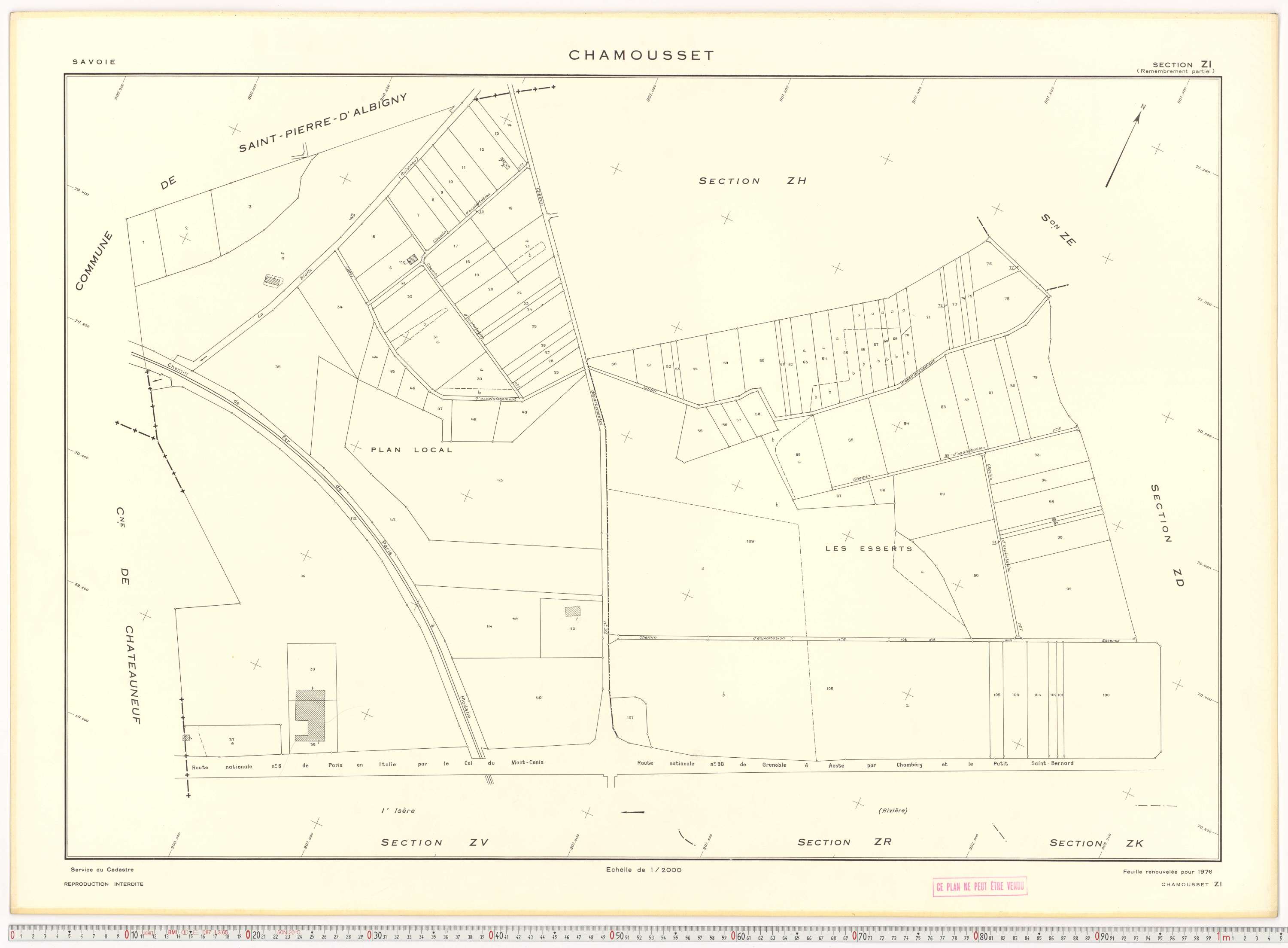 Chamousset - Plans cadastraux du cadastre rénové en 1934 et cadastre remembré en 1988.