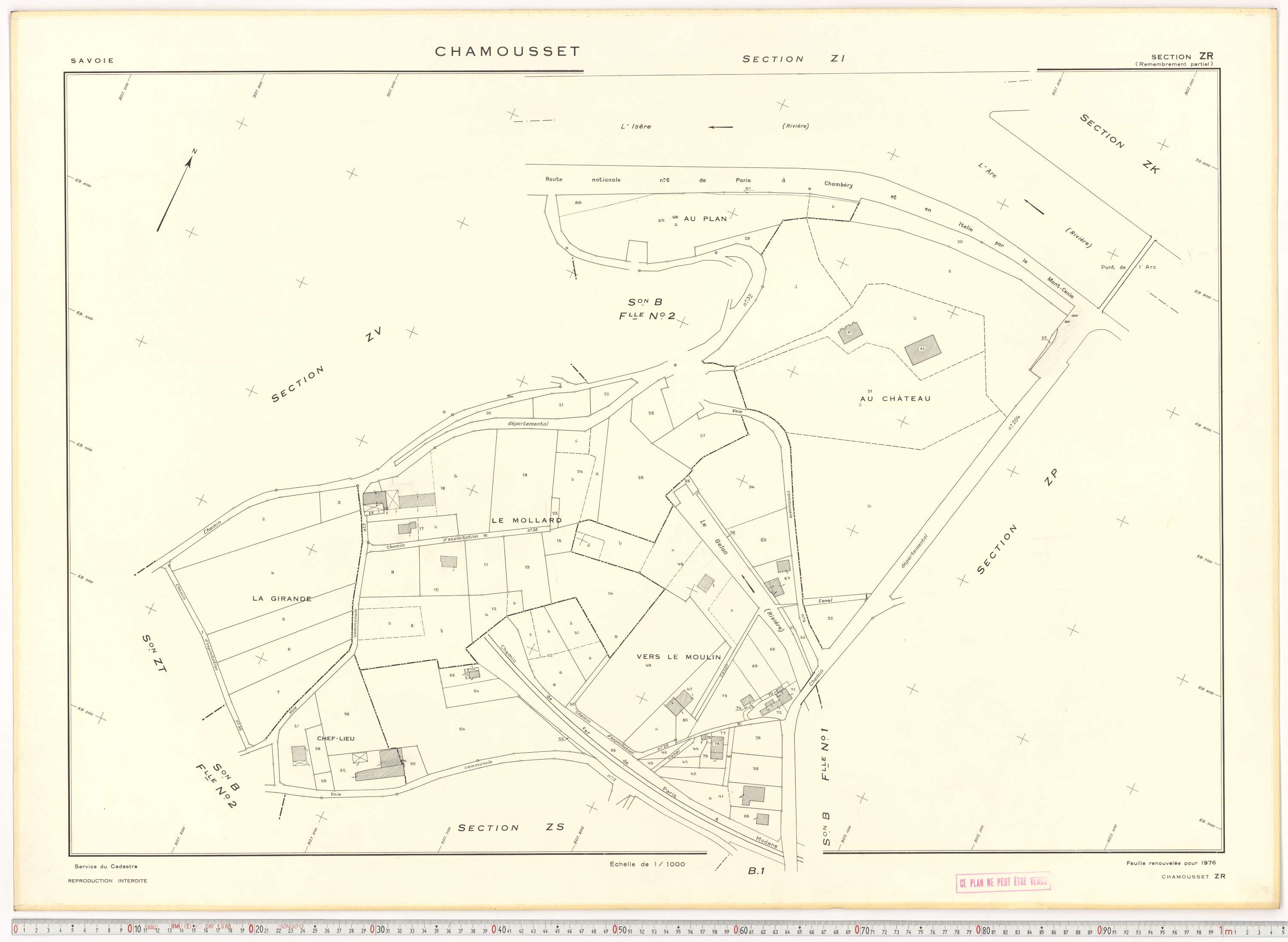 Chamousset - Plans cadastraux du cadastre rénové en 1934 et cadastre remembré en 1988.