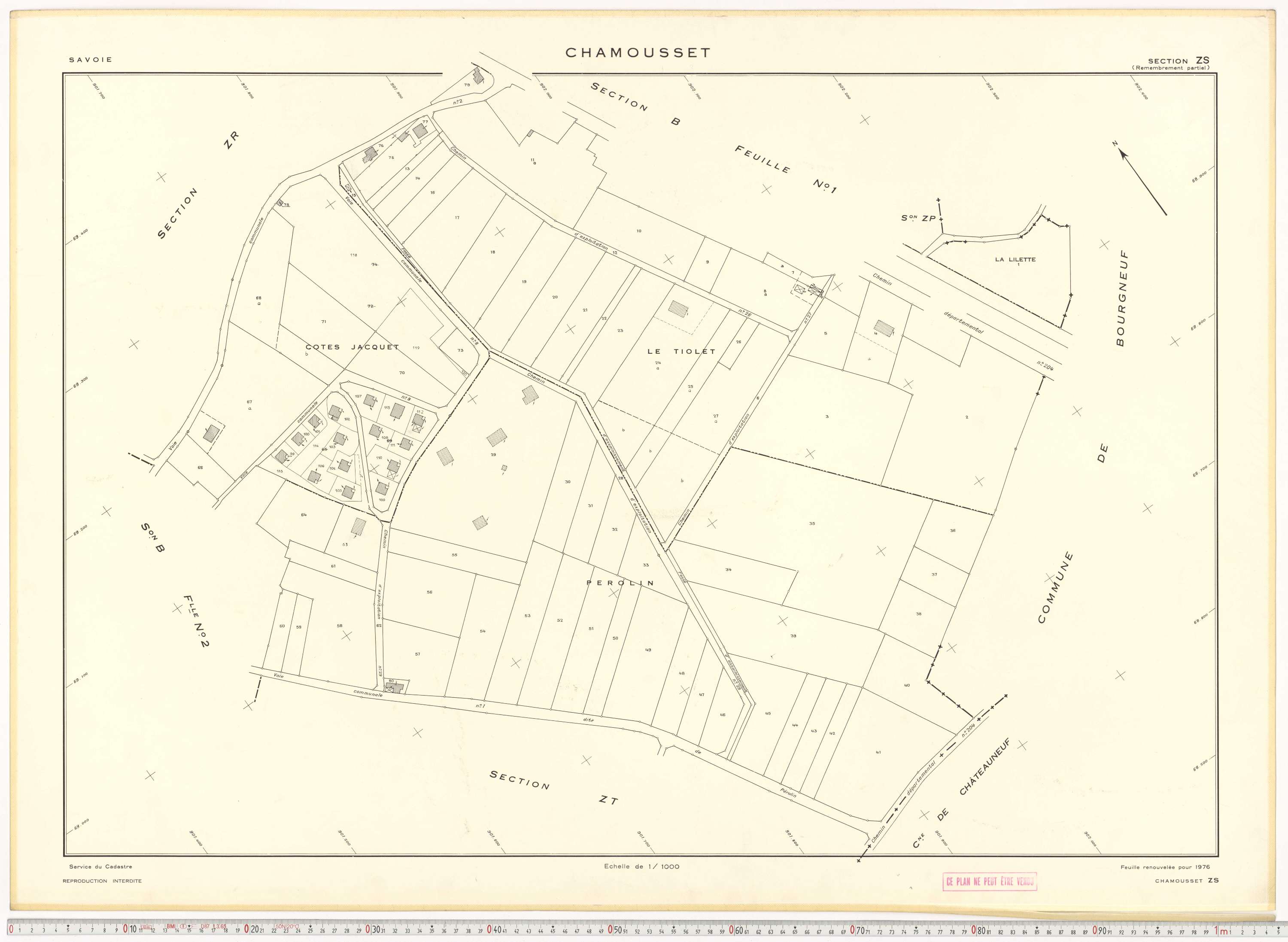 Chamousset - Plans cadastraux du cadastre rénové en 1934 et cadastre remembré en 1988.