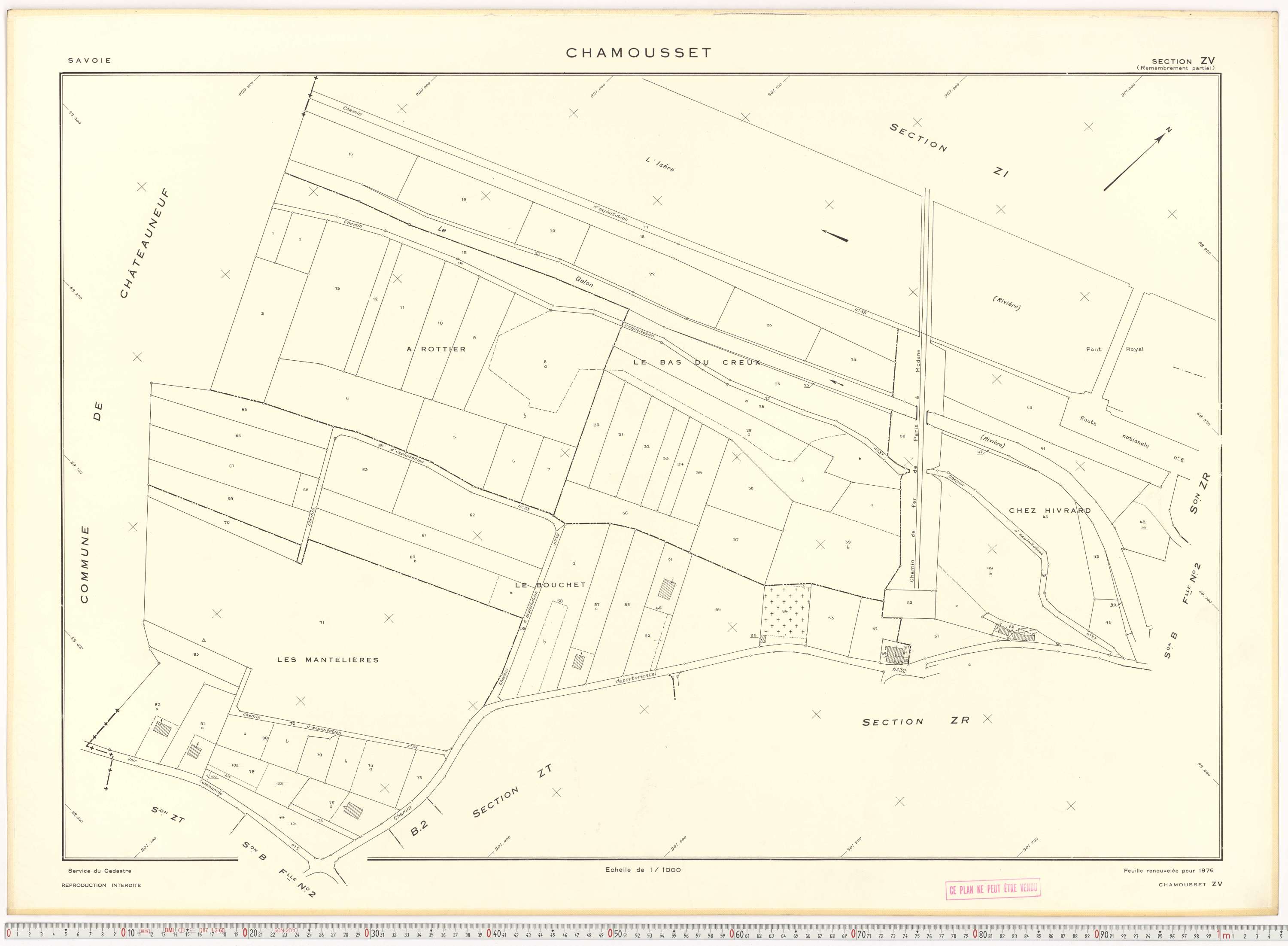 Chamousset - Plans cadastraux du cadastre rénové en 1934 et cadastre remembré en 1988.
