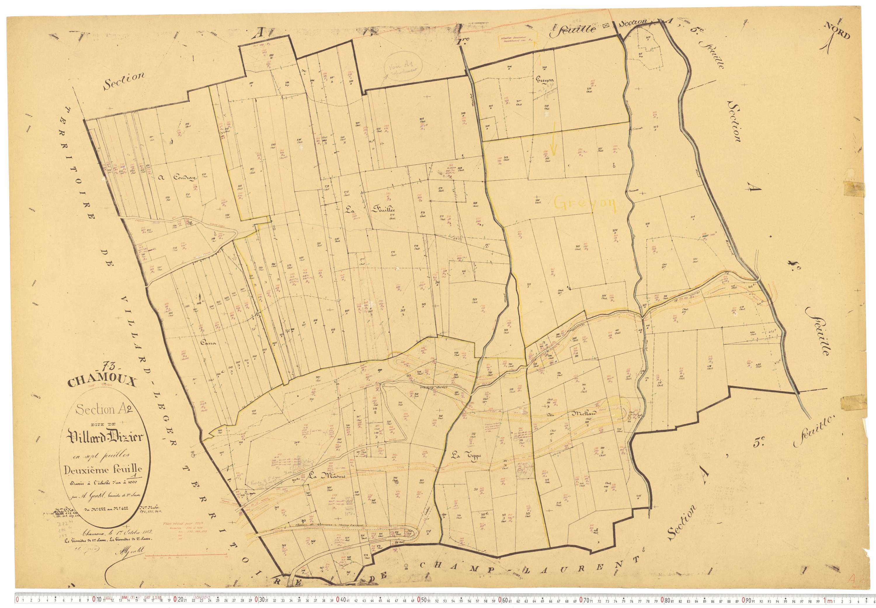 Chamoux-sur-Gelon - Cadastre rénové, version de travail (1957).