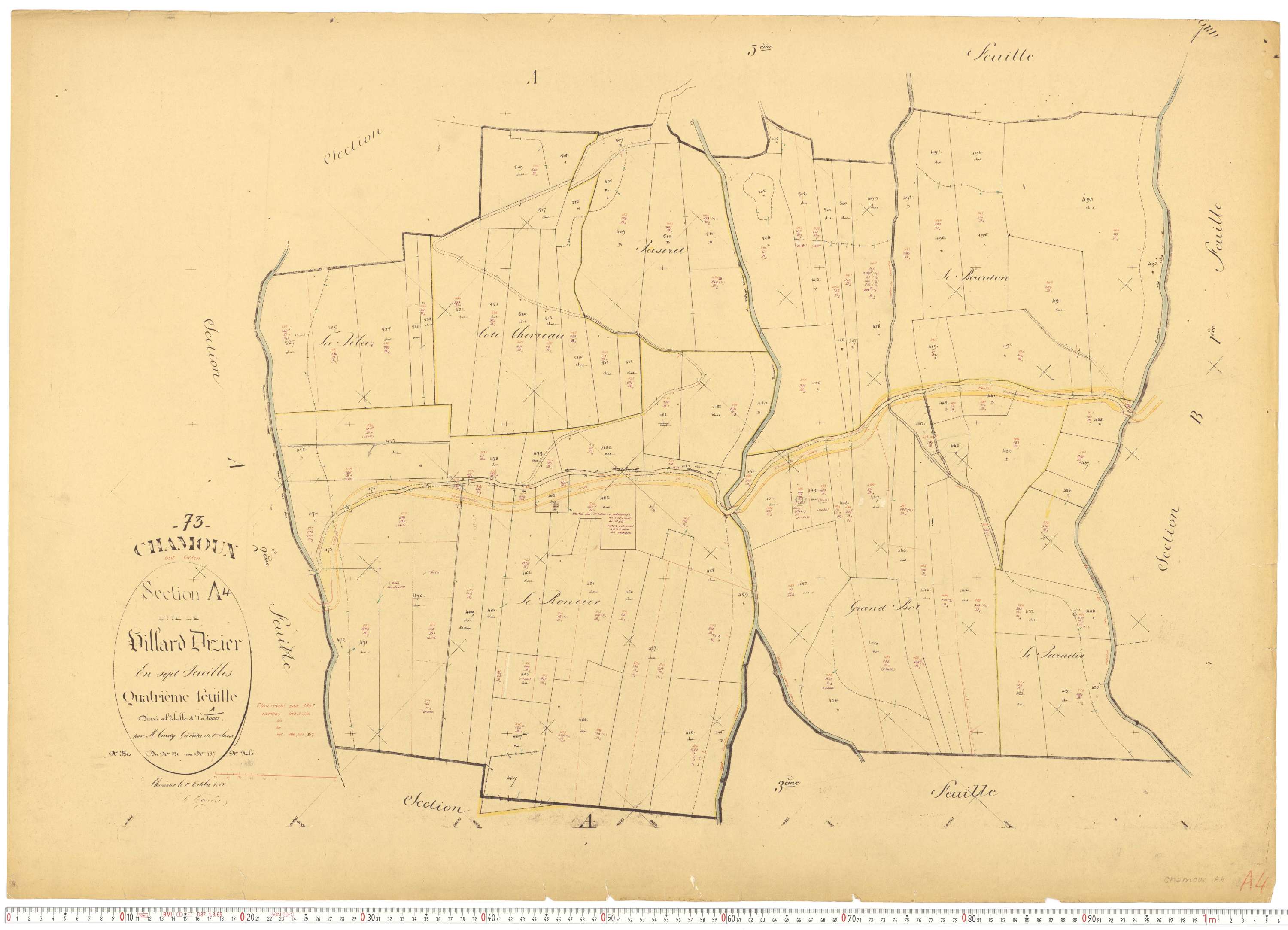 Chamoux-sur-Gelon - Cadastre rénové, version de travail (1957).