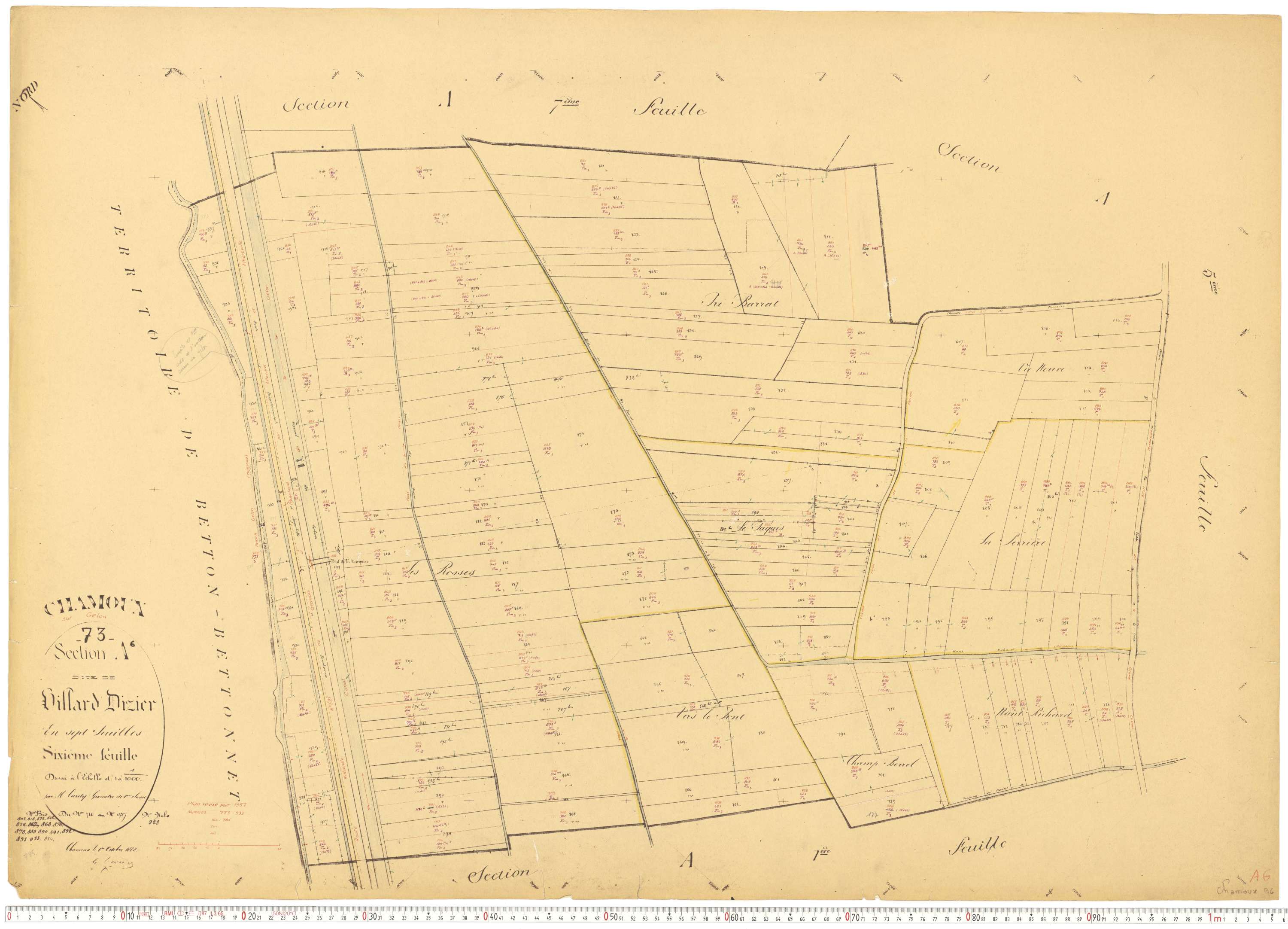 Chamoux-sur-Gelon - Cadastre rénové, version de travail (1957).