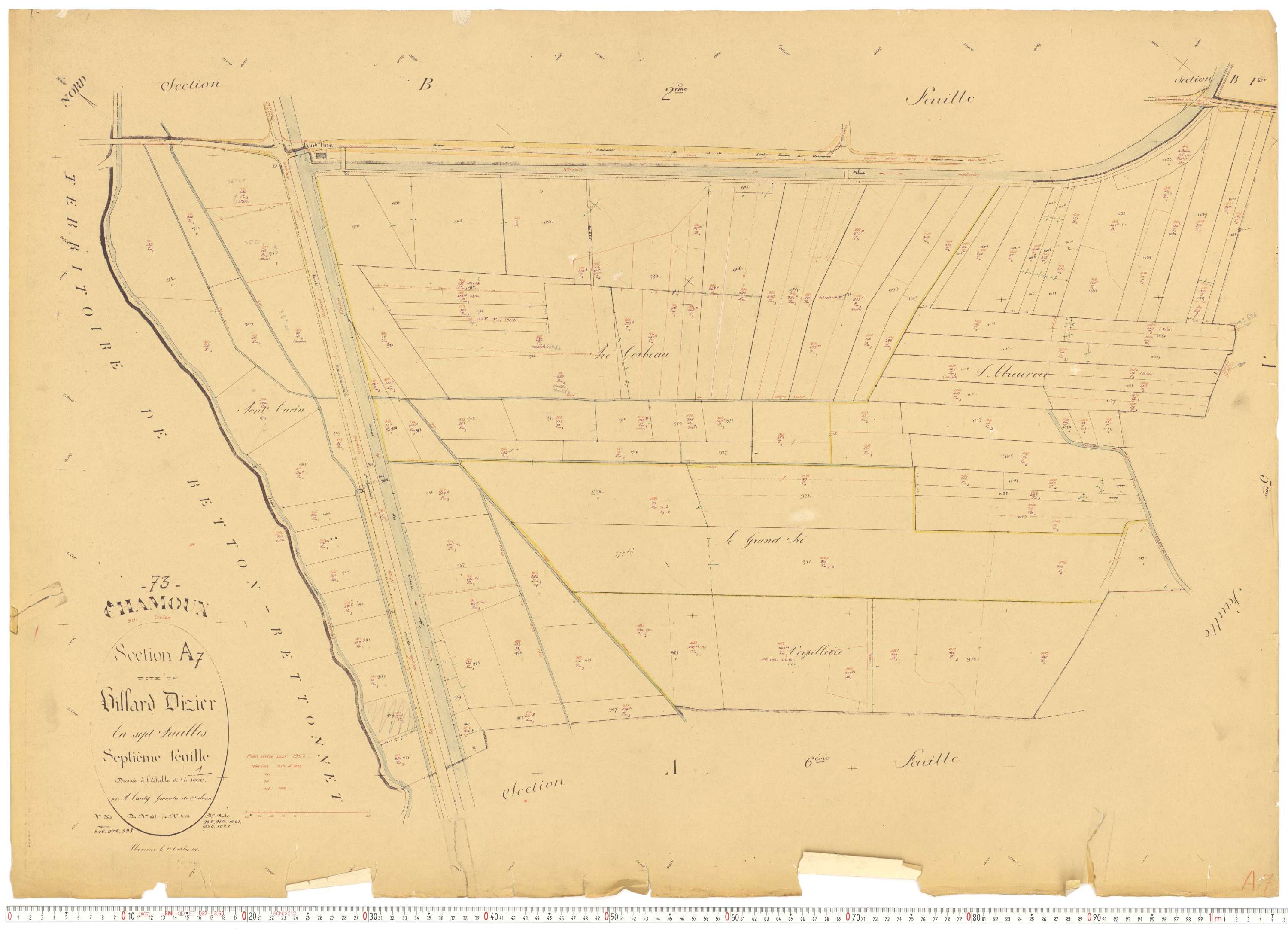 Chamoux-sur-Gelon - Cadastre rénové, version de travail (1957).