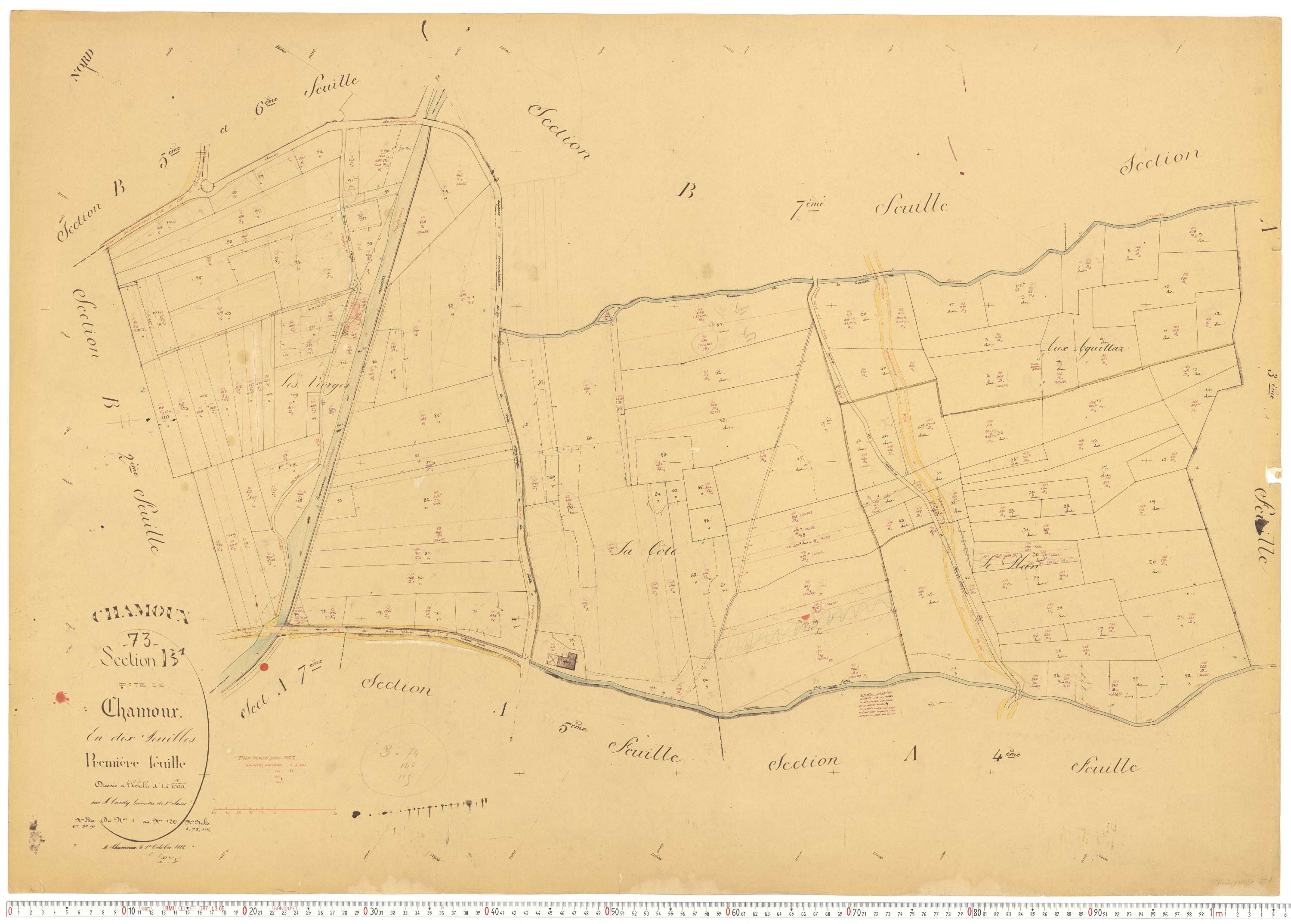 Chamoux-sur-Gelon - Cadastre rénové, version de travail (1957).
