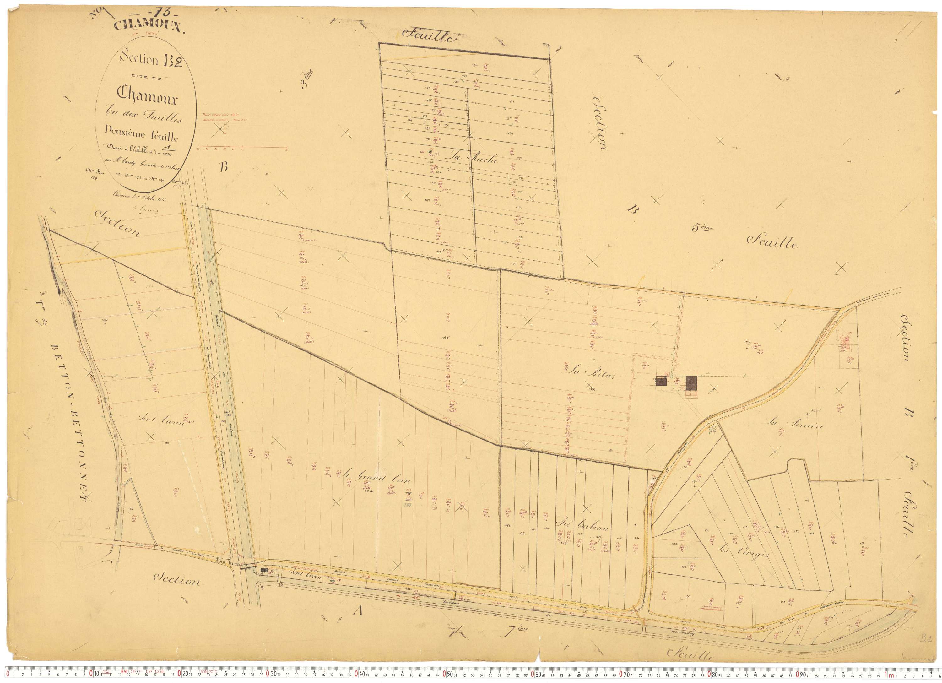 Chamoux-sur-Gelon - Cadastre rénové, version de travail (1957).