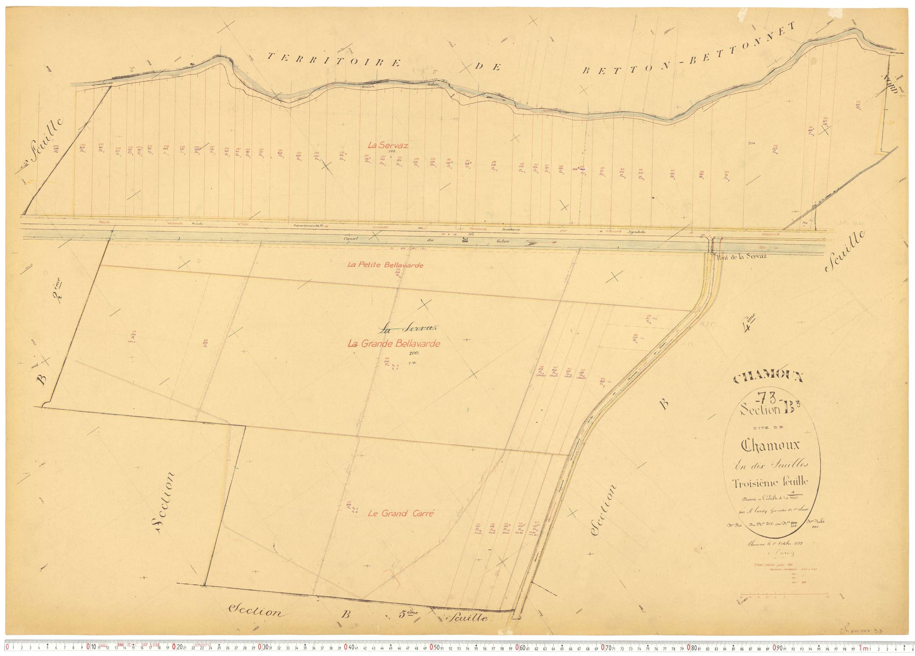 Chamoux-sur-Gelon - Cadastre rénové, version de travail (1957).
