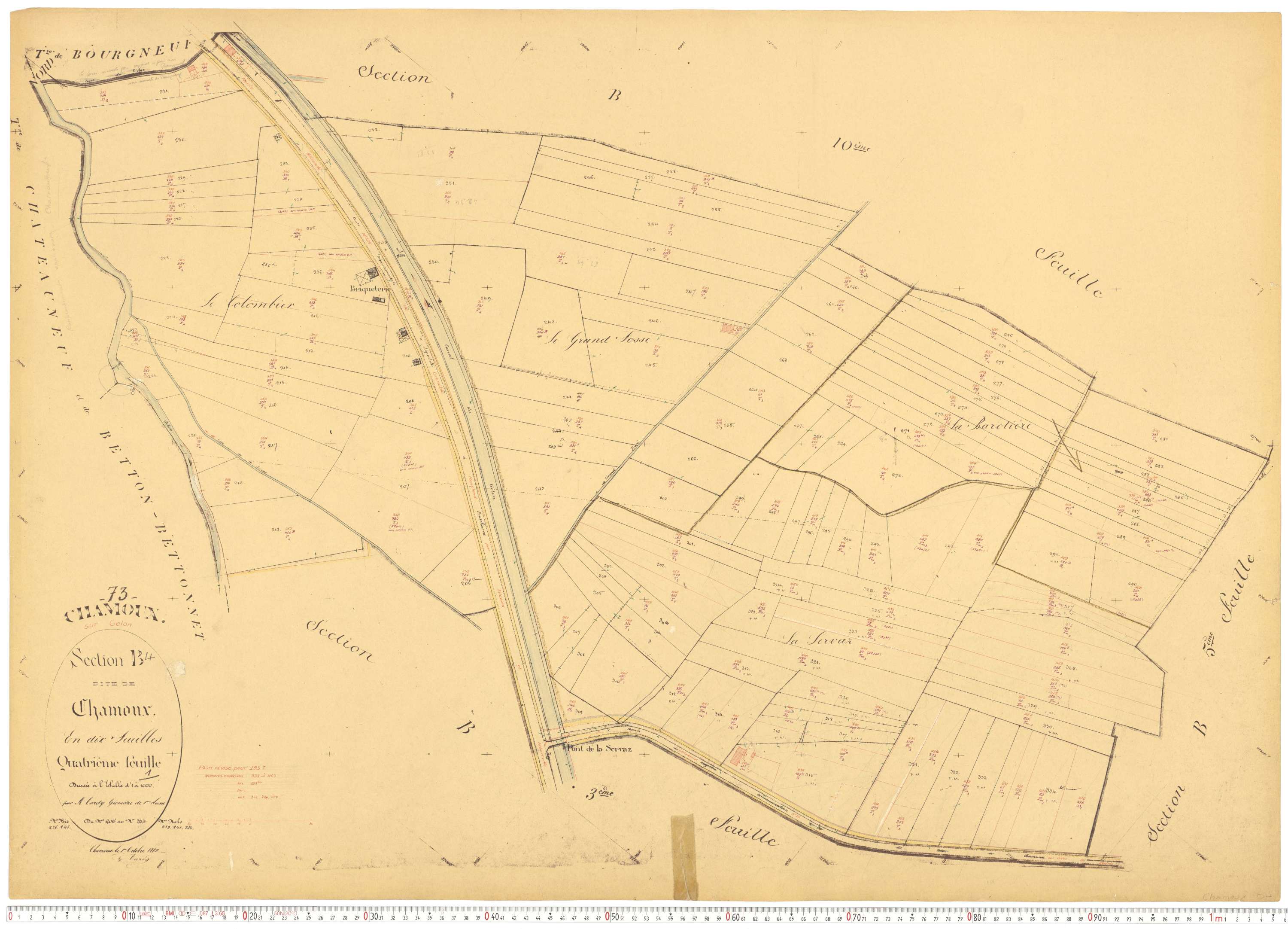 Chamoux-sur-Gelon - Cadastre rénové, version de travail (1957).