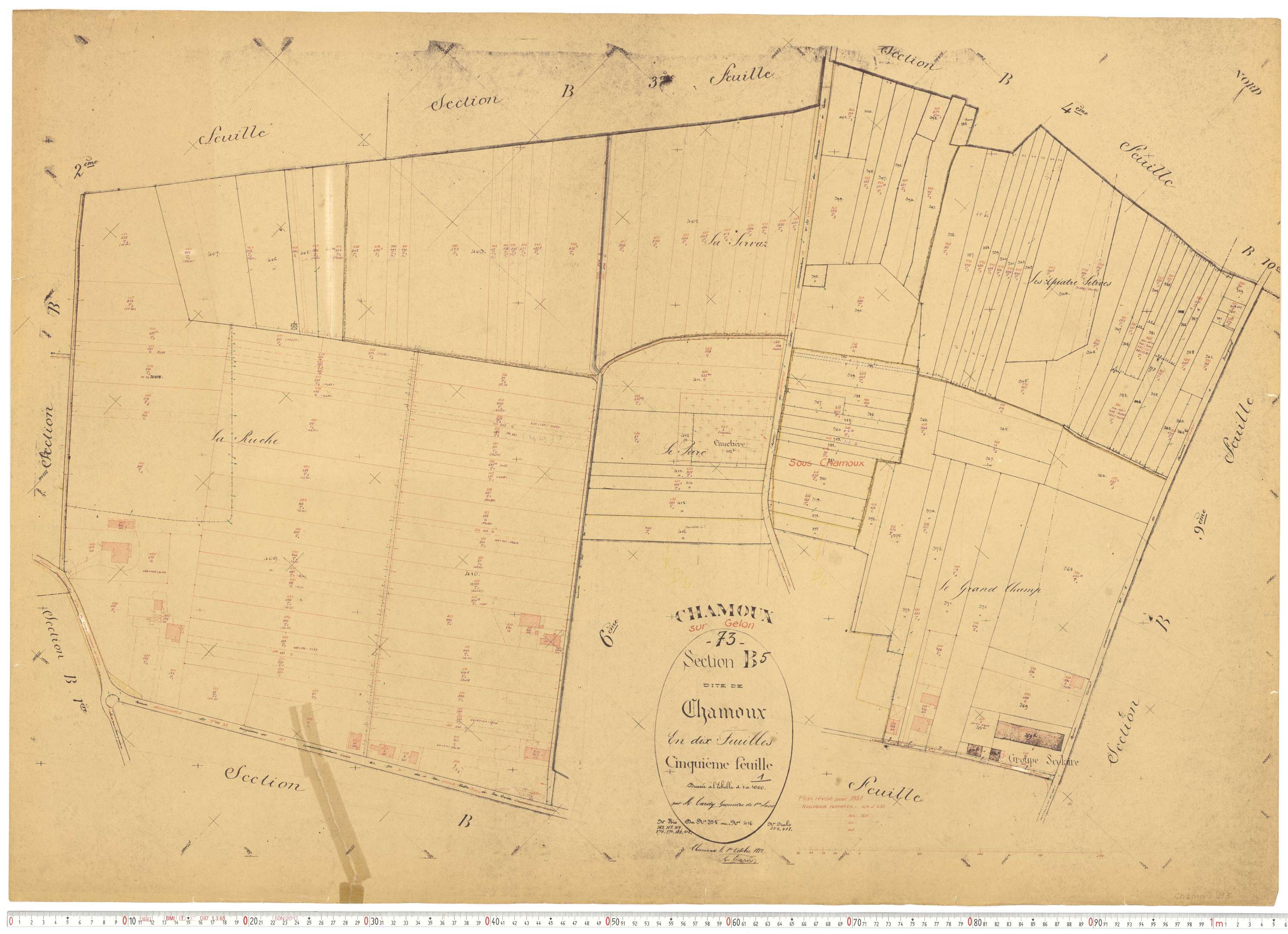 Chamoux-sur-Gelon - Cadastre rénové, version de travail (1957).