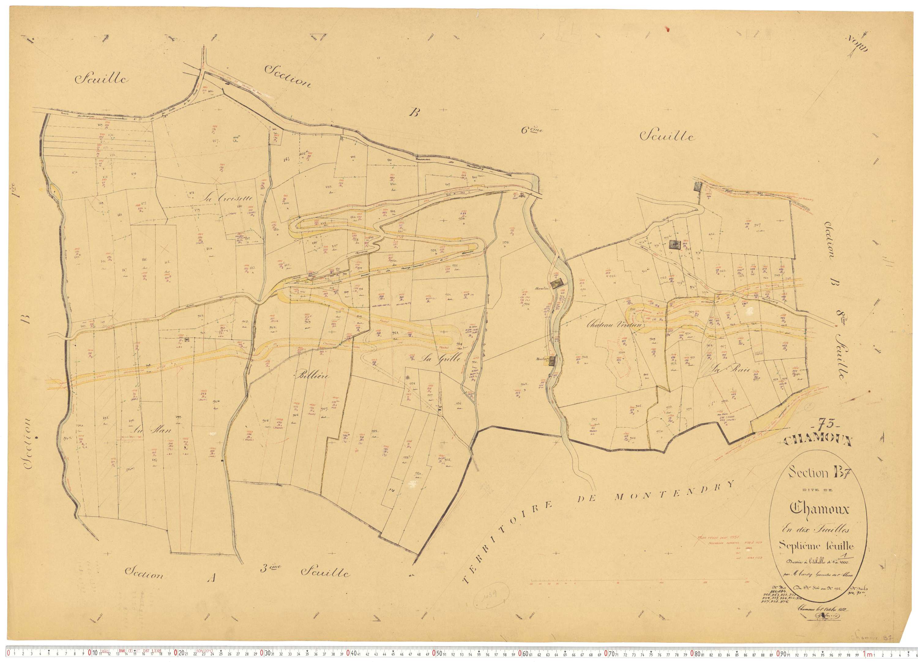Chamoux-sur-Gelon - Cadastre rénové, version de travail (1957).