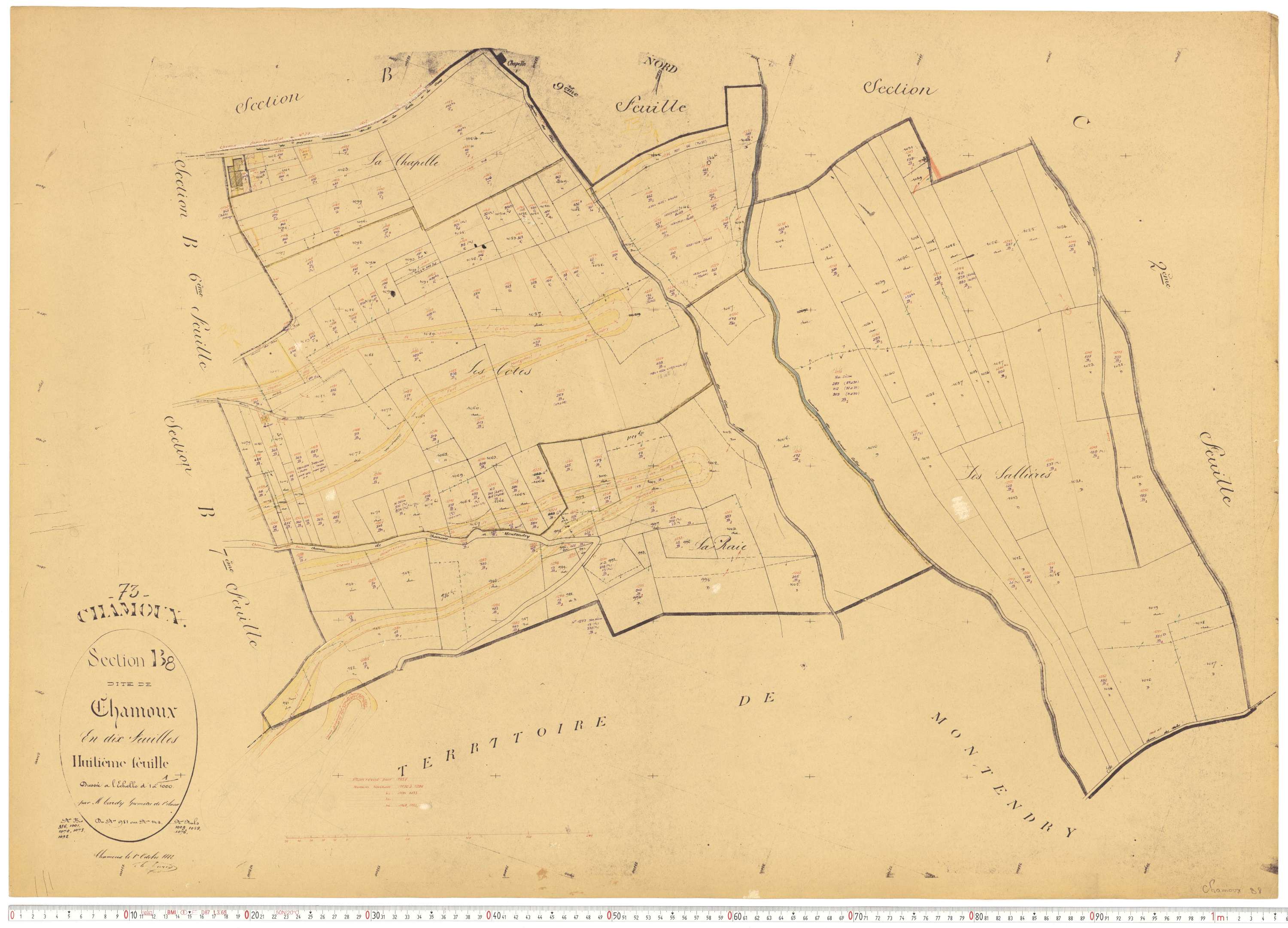 Chamoux-sur-Gelon - Cadastre rénové, version de travail (1957).