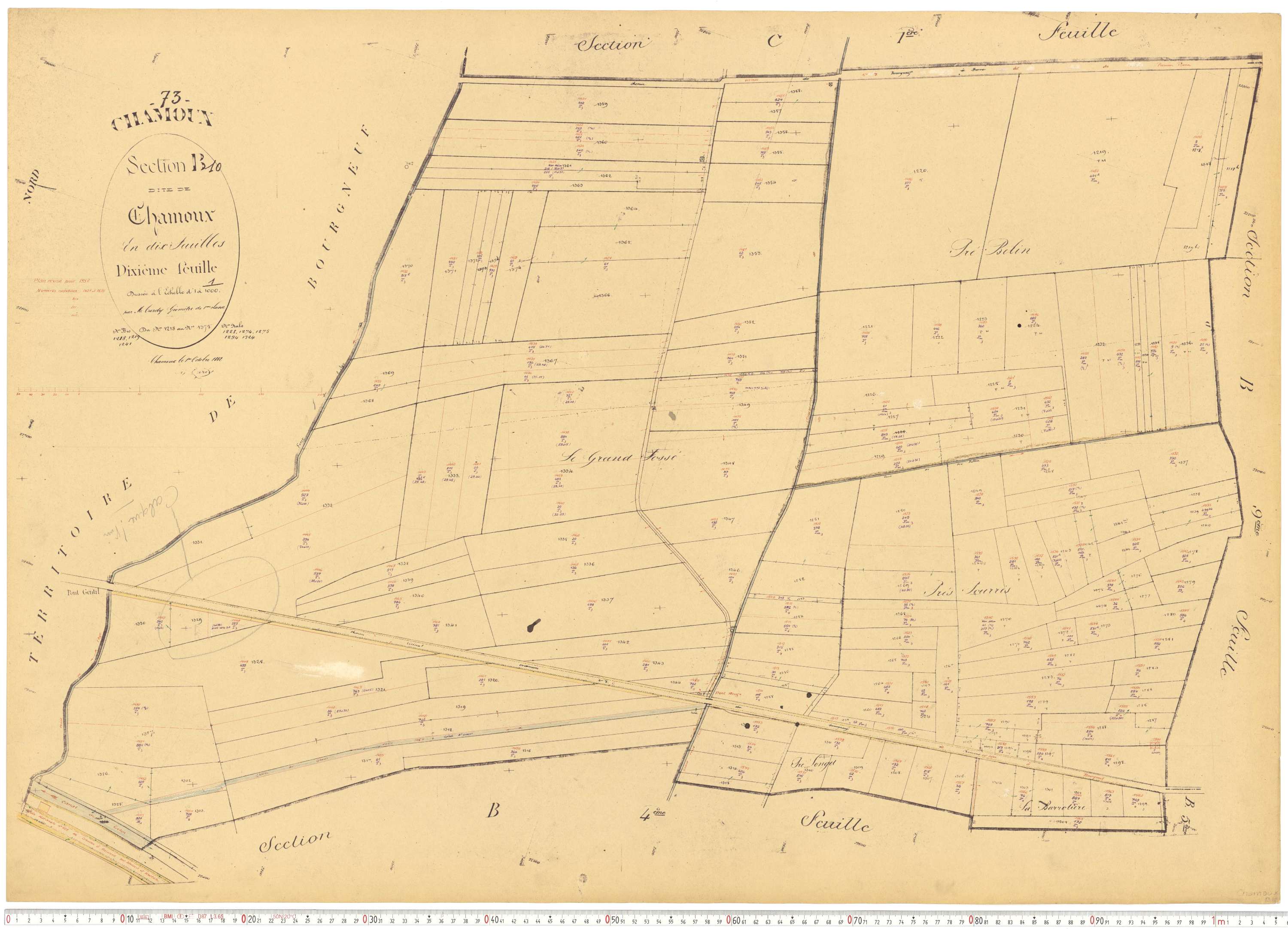Chamoux-sur-Gelon - Cadastre rénové, version de travail (1957).