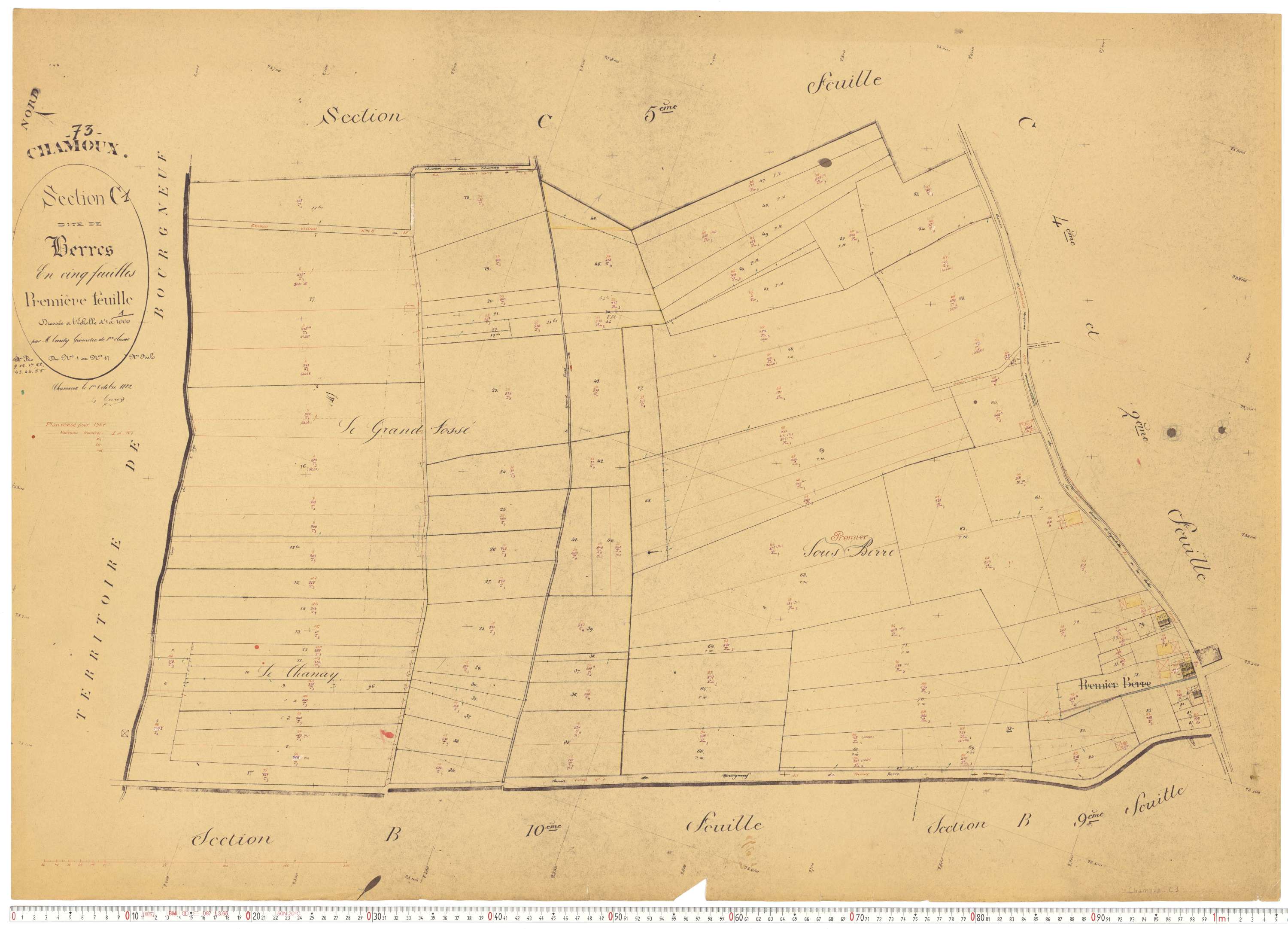Chamoux-sur-Gelon - Cadastre rénové, version de travail (1957).