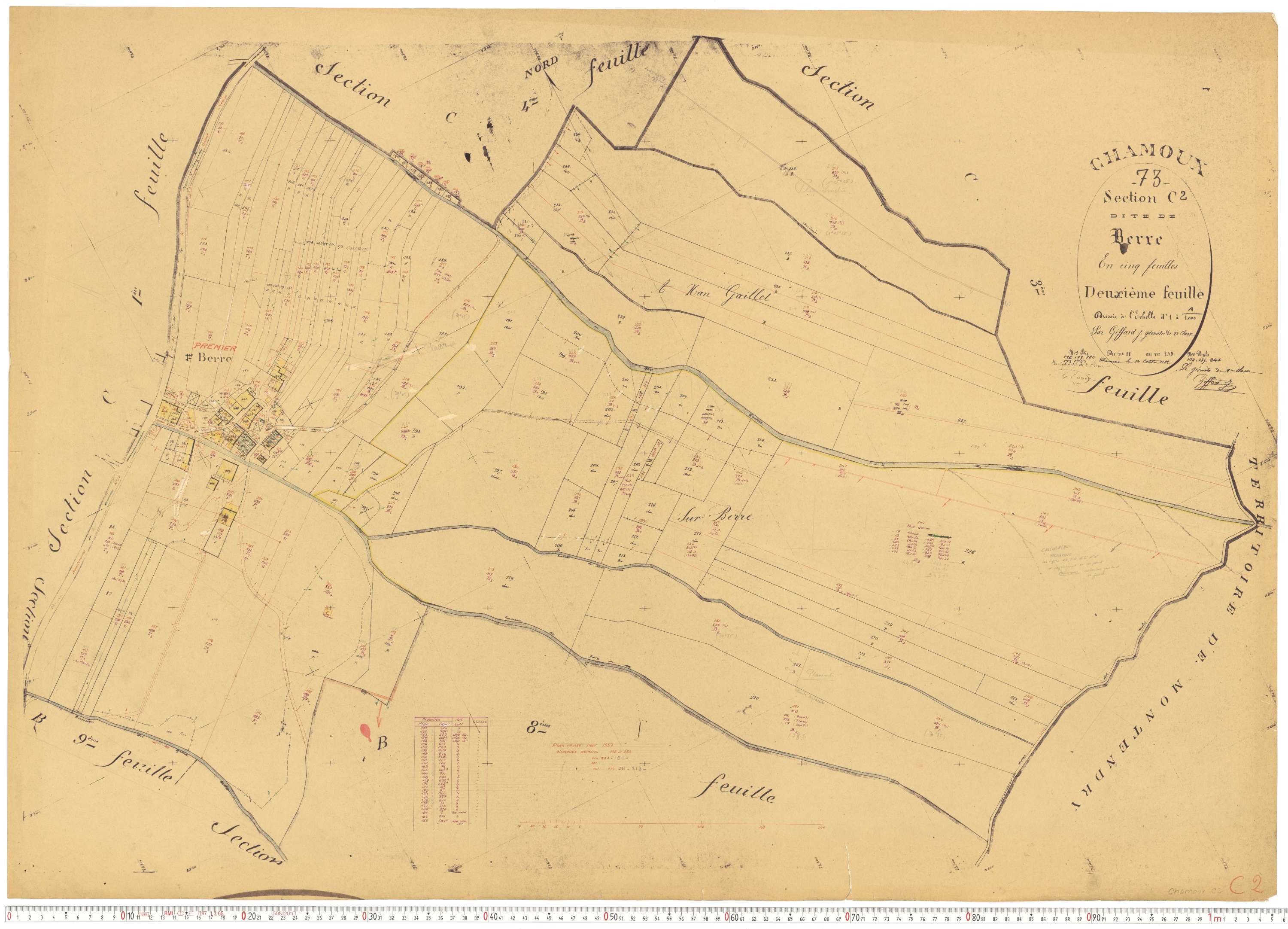 Chamoux-sur-Gelon - Cadastre rénové, version de travail (1957).