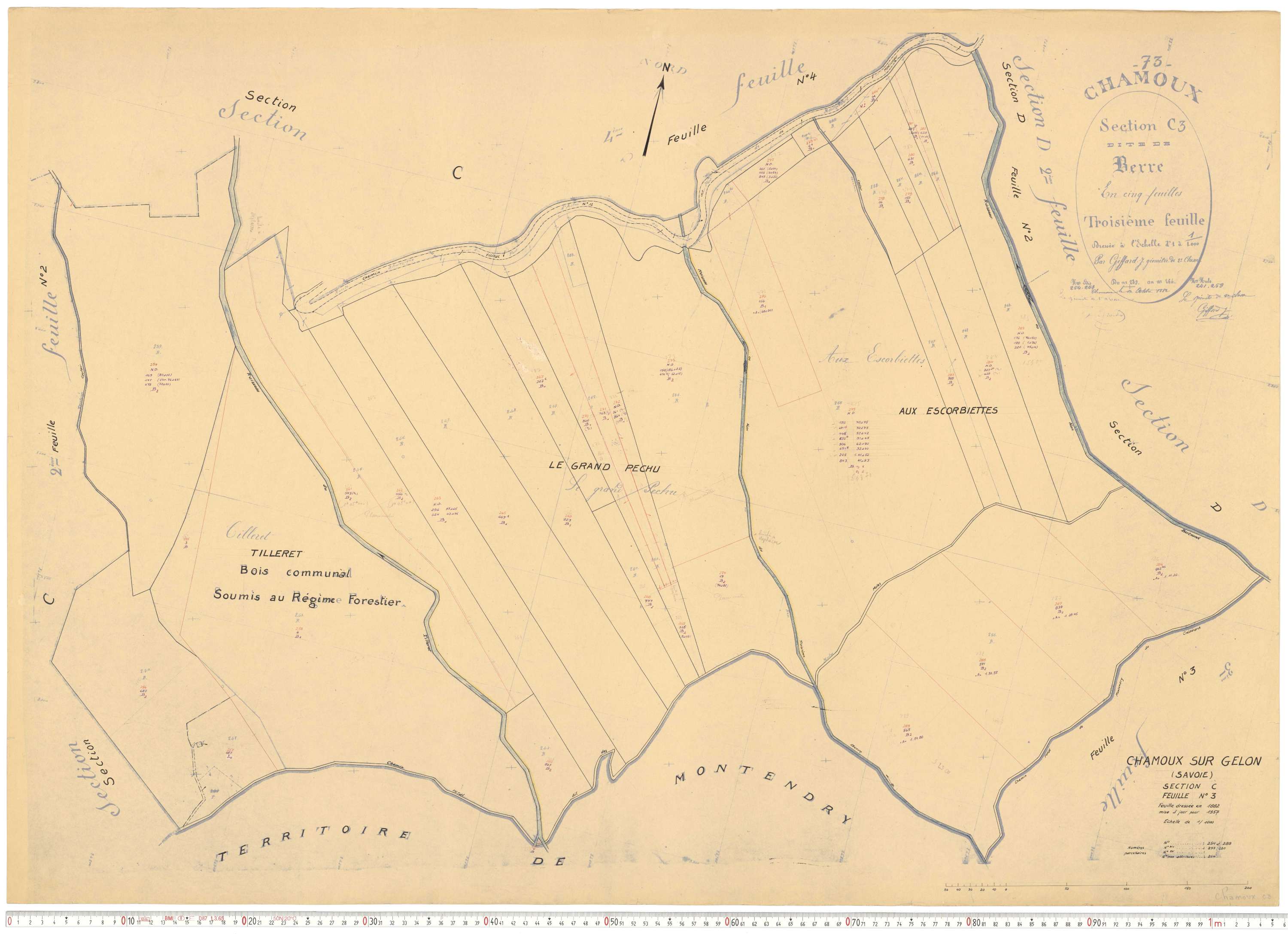 Chamoux-sur-Gelon - Cadastre rénové, version de travail (1957).
