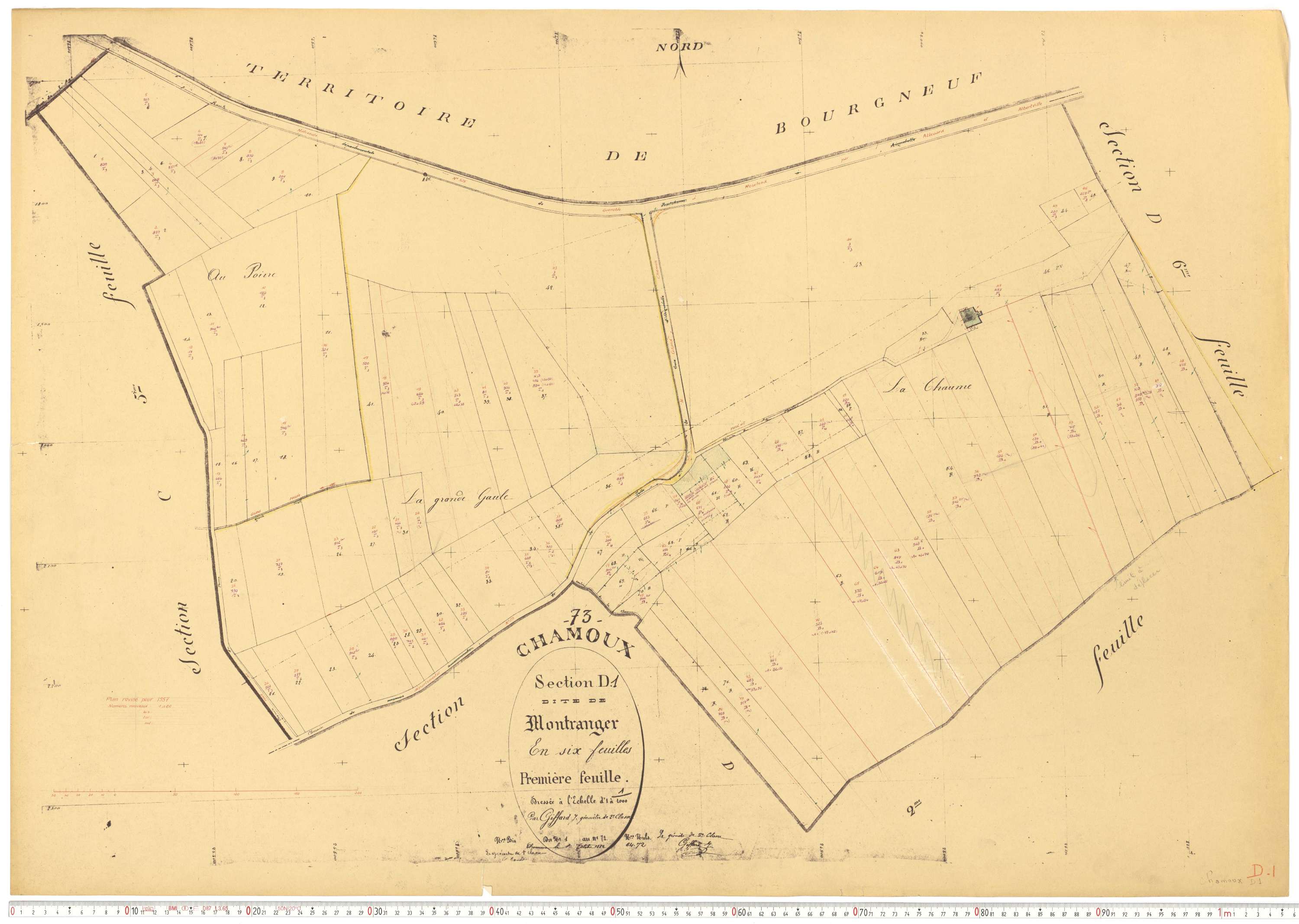 Chamoux-sur-Gelon - Cadastre rénové, version de travail (1957).