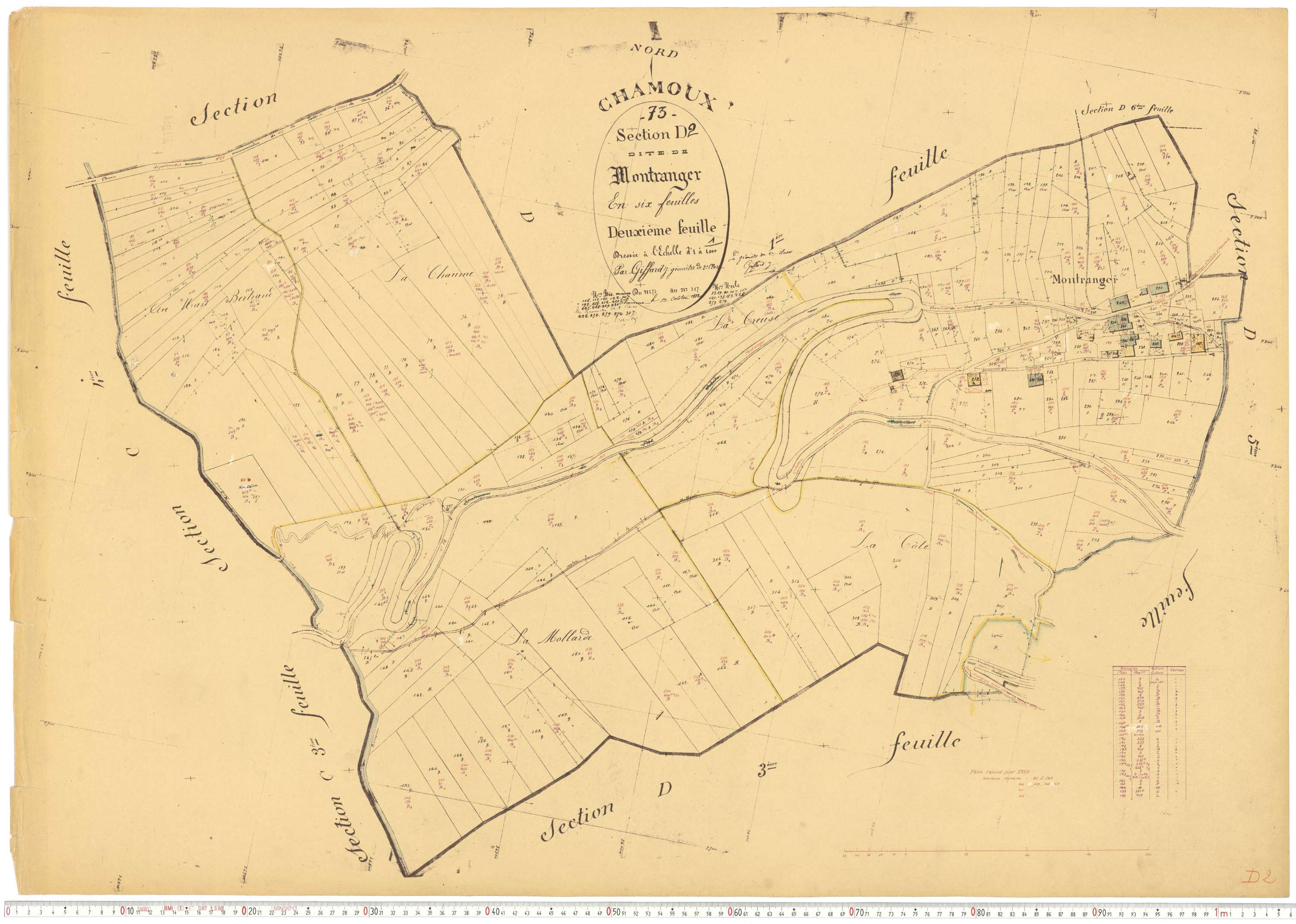 Chamoux-sur-Gelon - Cadastre rénové, version de travail (1957).