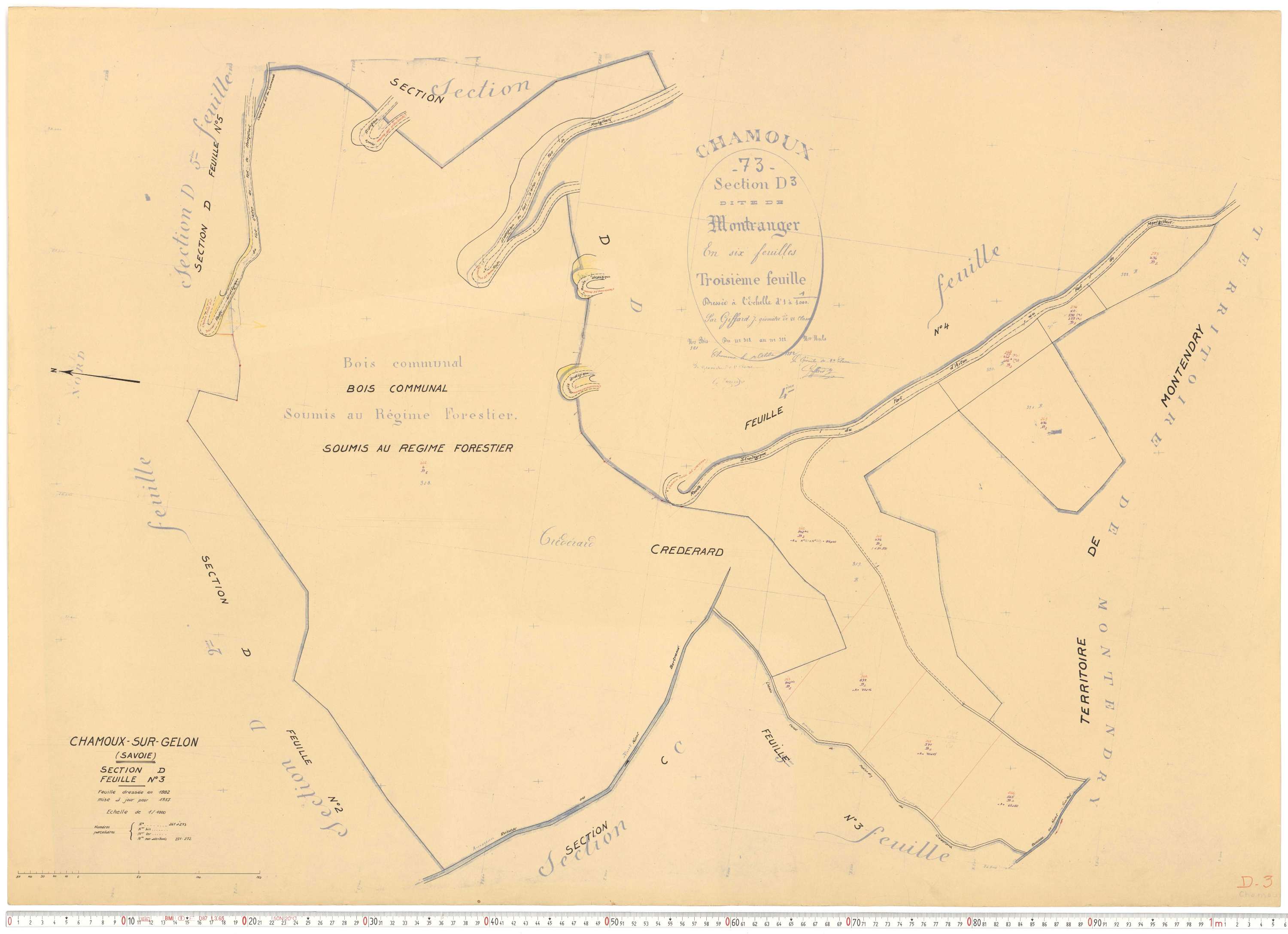 Chamoux-sur-Gelon - Cadastre rénové, version de travail (1957).