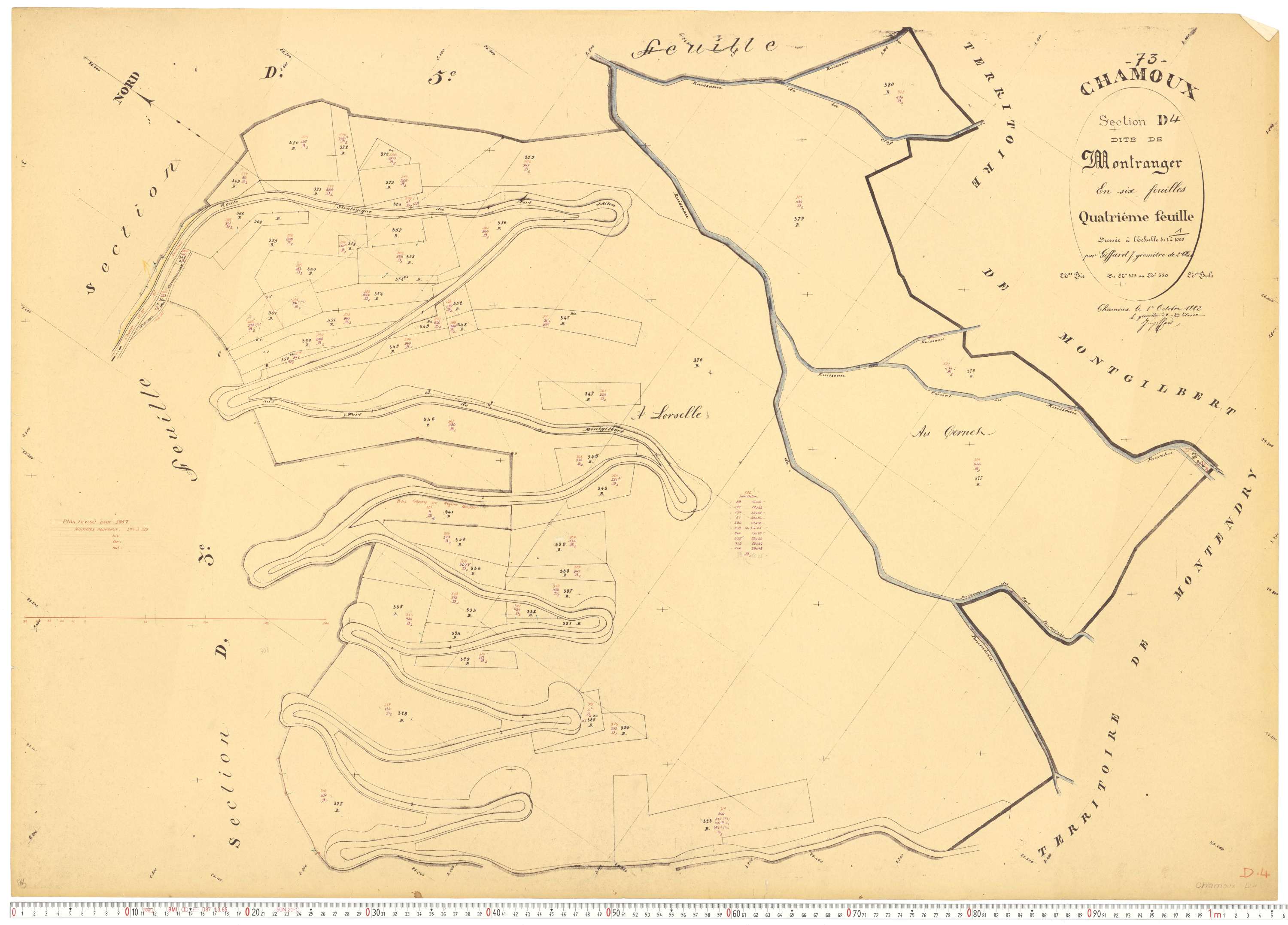 Chamoux-sur-Gelon - Cadastre rénové, version de travail (1957).