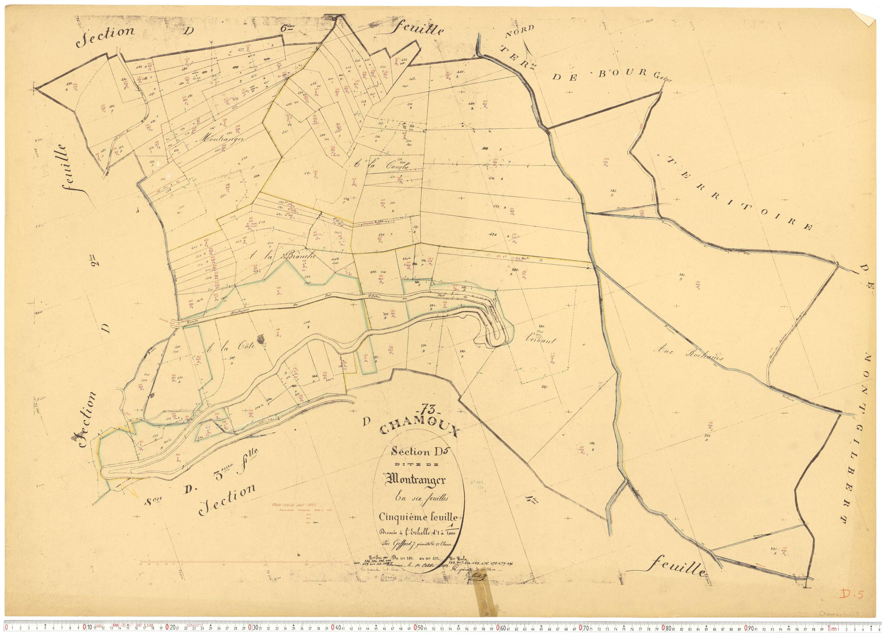 Chamoux-sur-Gelon - Cadastre rénové, version de travail (1957).