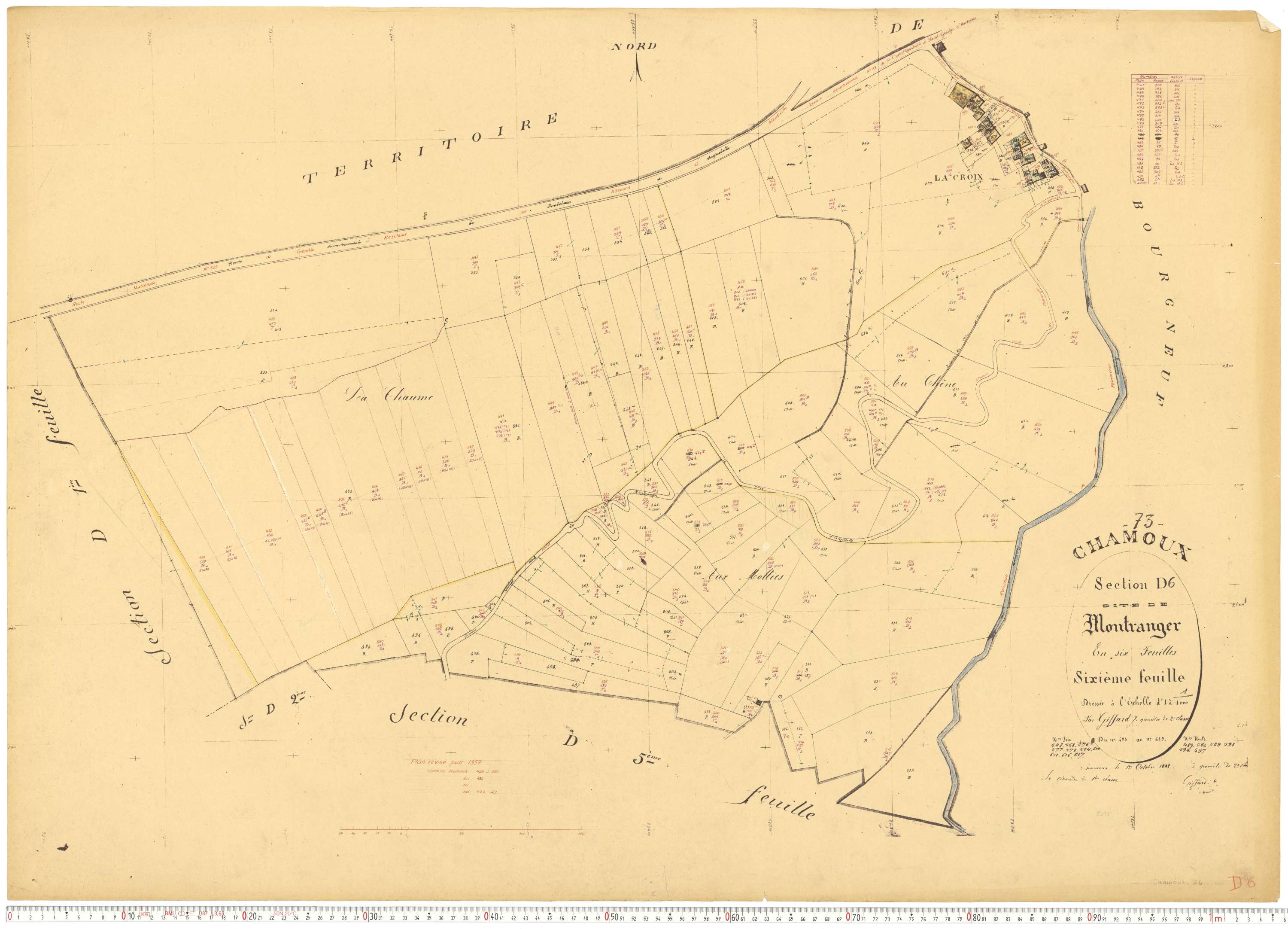 Chamoux-sur-Gelon - Cadastre rénové, version de travail (1957).