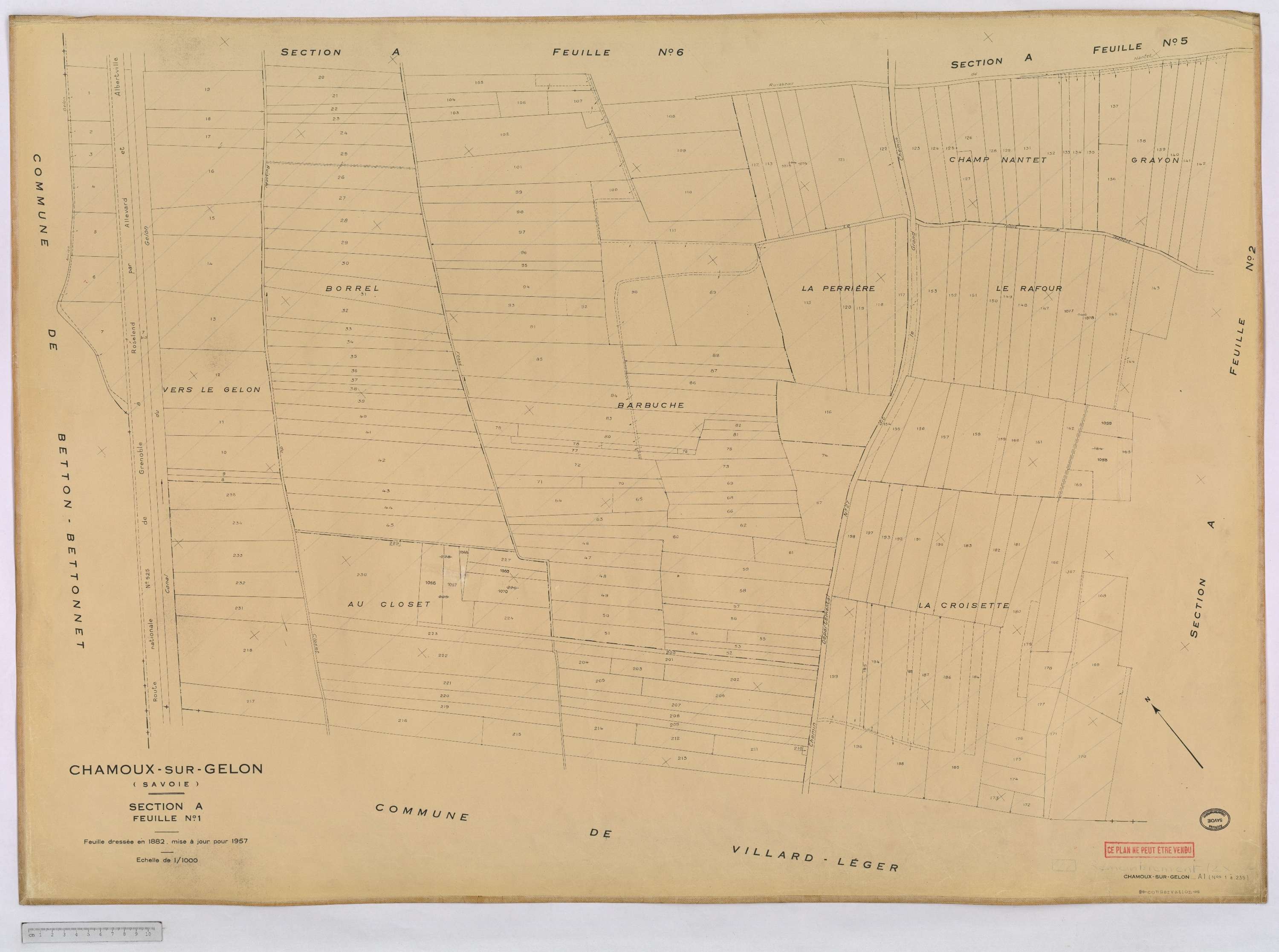 Chamoux-sur-Gelon - Cadastre rénové, version définitive (1957).