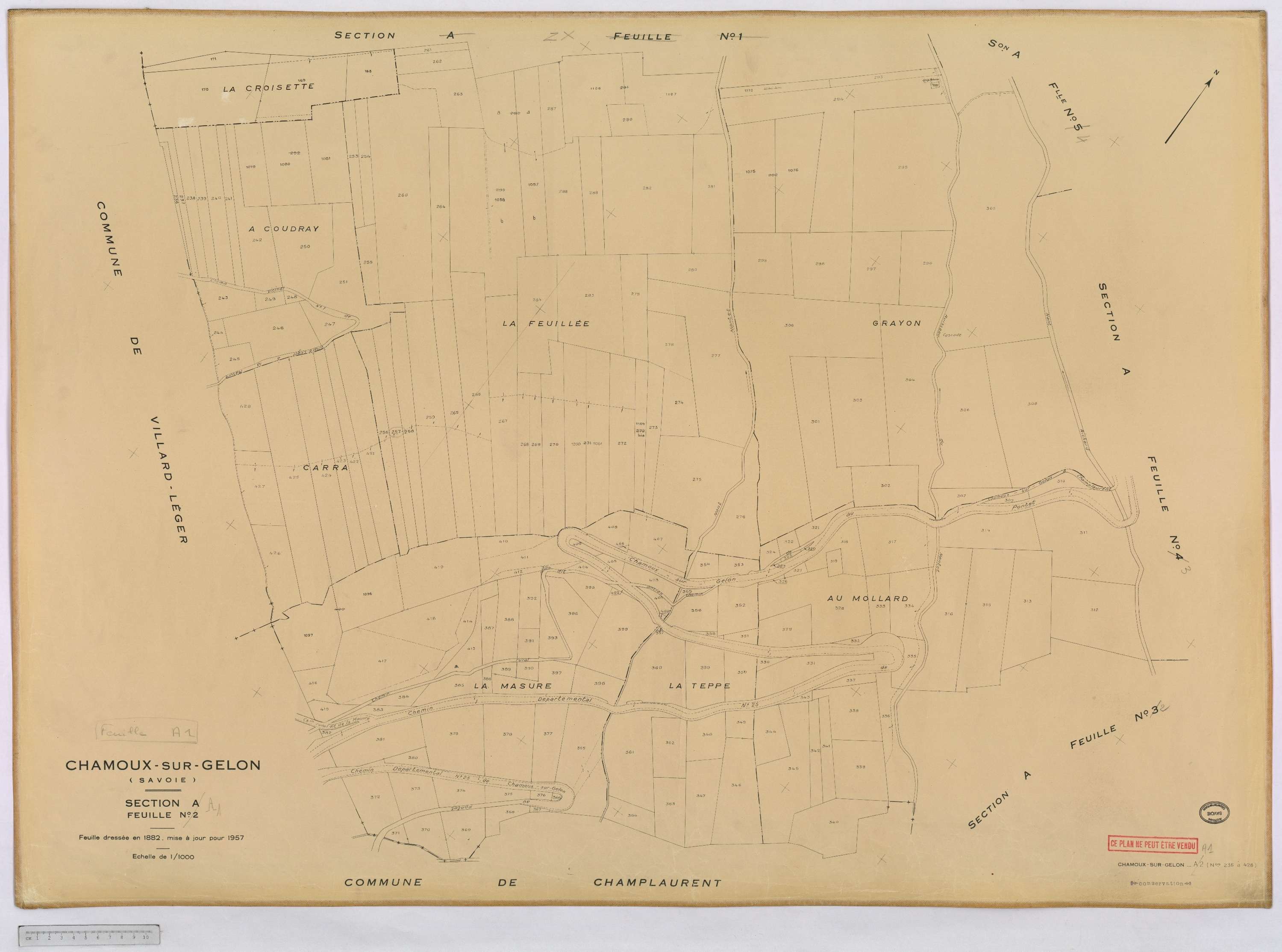 Chamoux-sur-Gelon - Cadastre rénové, version définitive (1957).