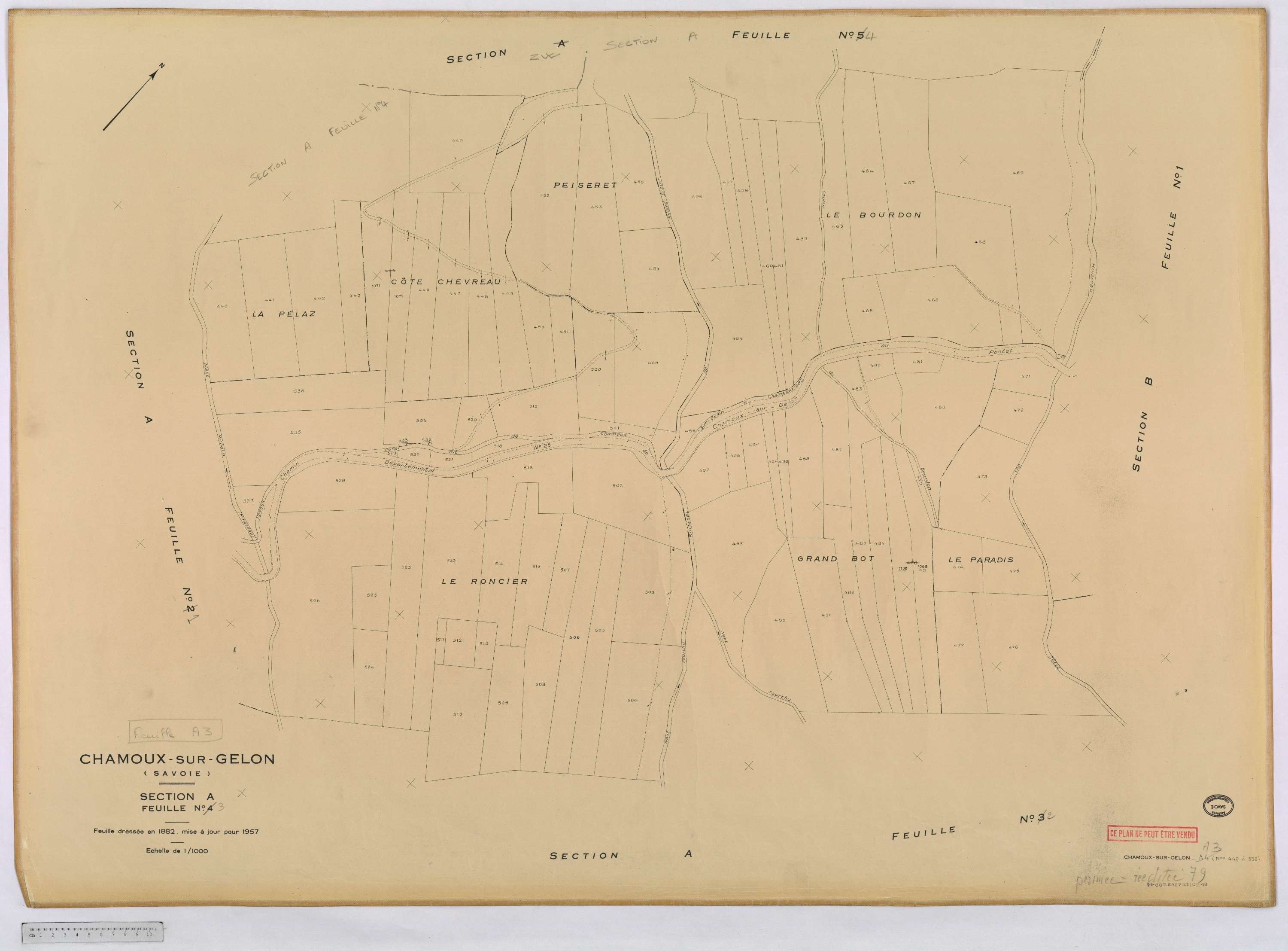 Chamoux-sur-Gelon - Cadastre rénové, version définitive (1957).