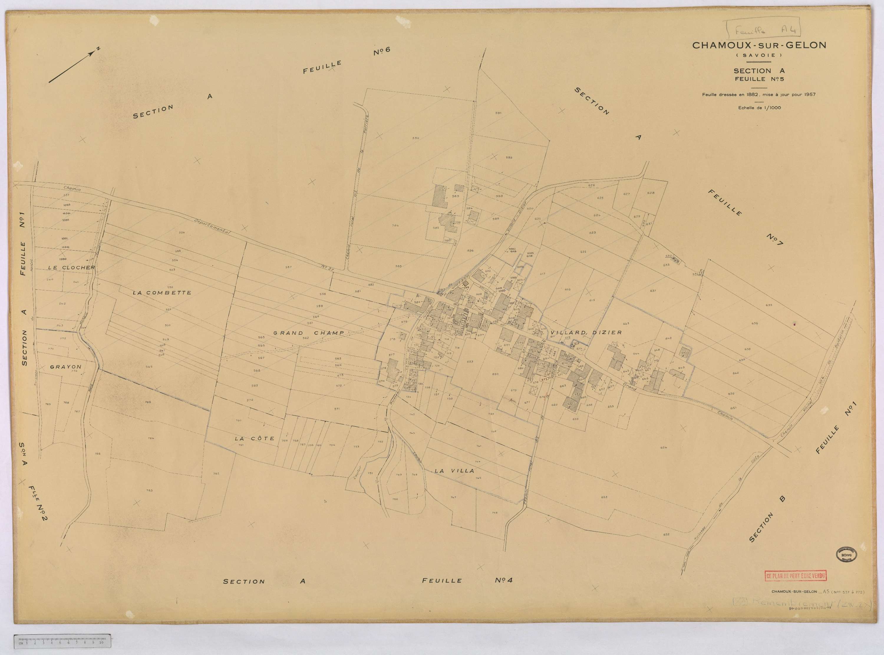 Chamoux-sur-Gelon - Cadastre rénové, version définitive (1957).