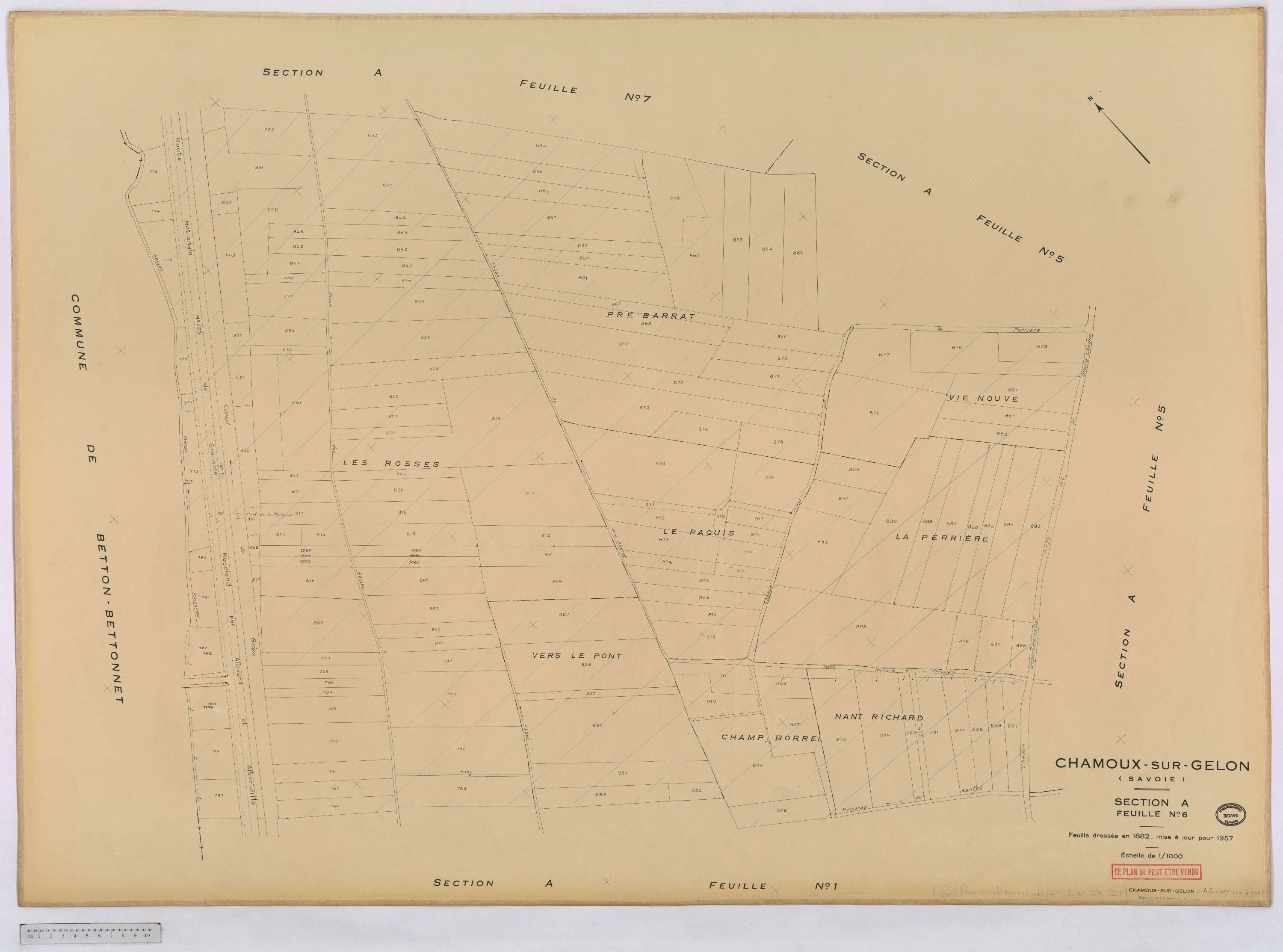 Chamoux-sur-Gelon - Cadastre rénové, version définitive (1957).