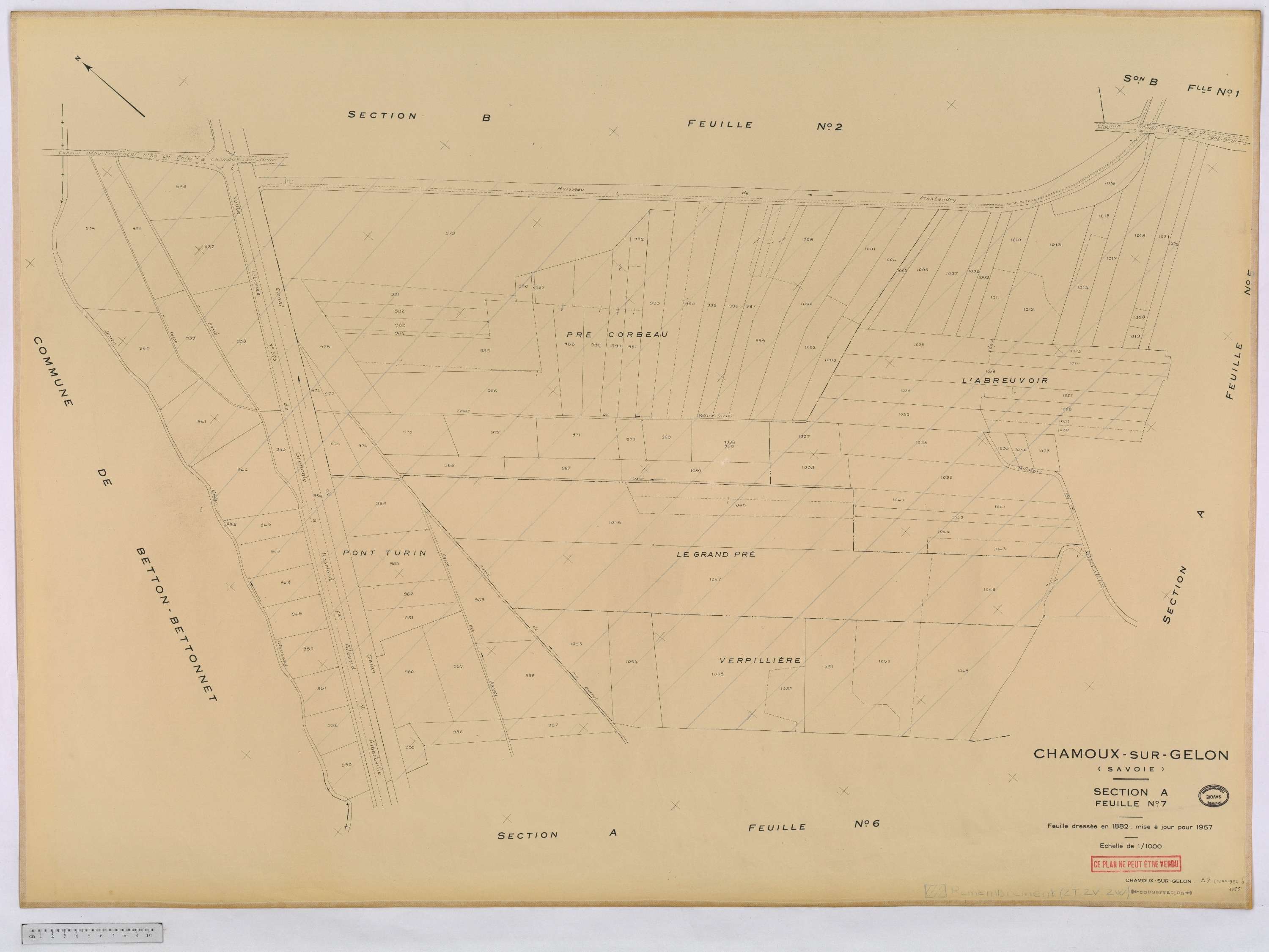 Chamoux-sur-Gelon - Cadastre rénové, version définitive (1957).