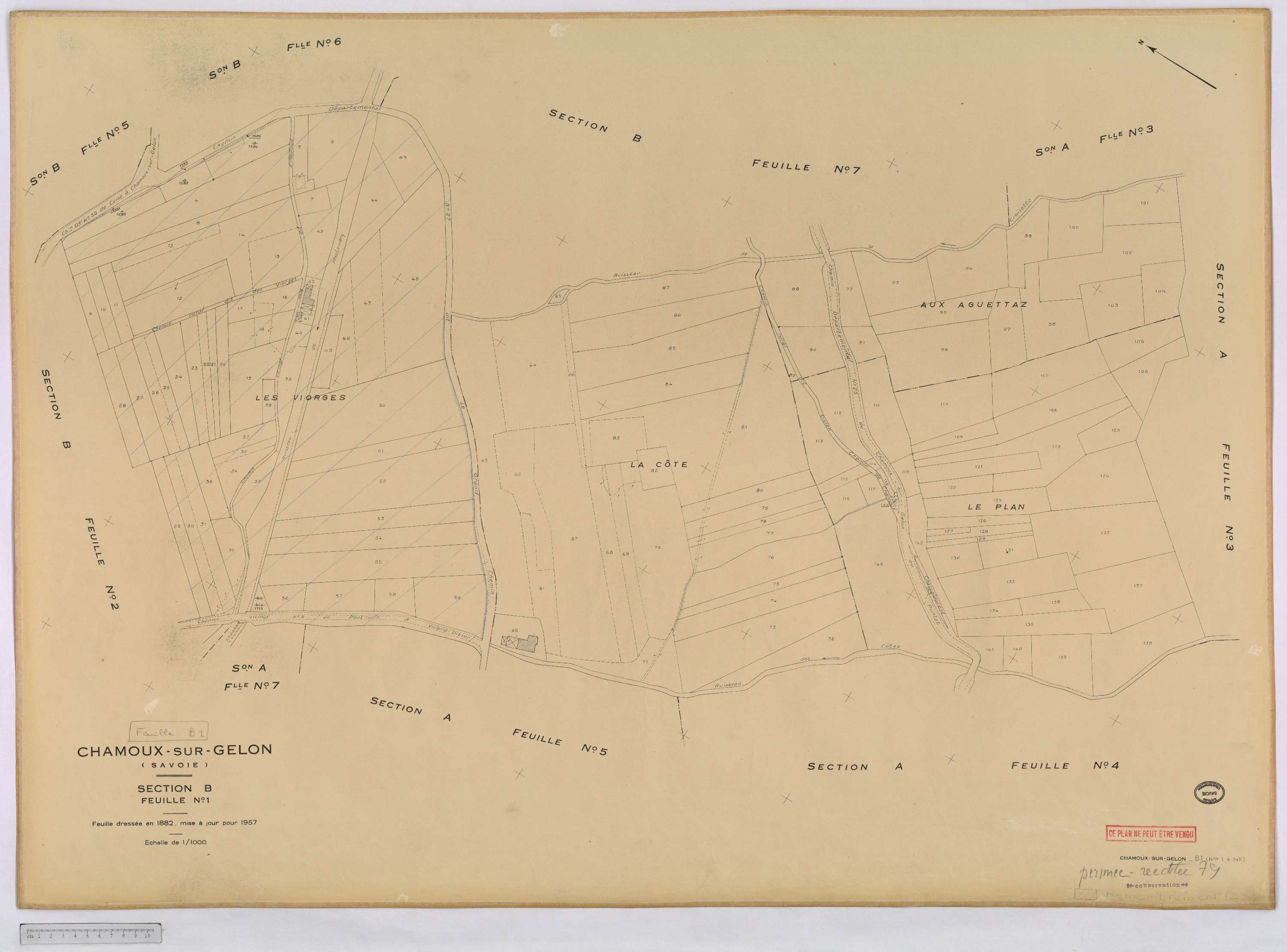 Chamoux-sur-Gelon - Cadastre rénové, version définitive (1957).
