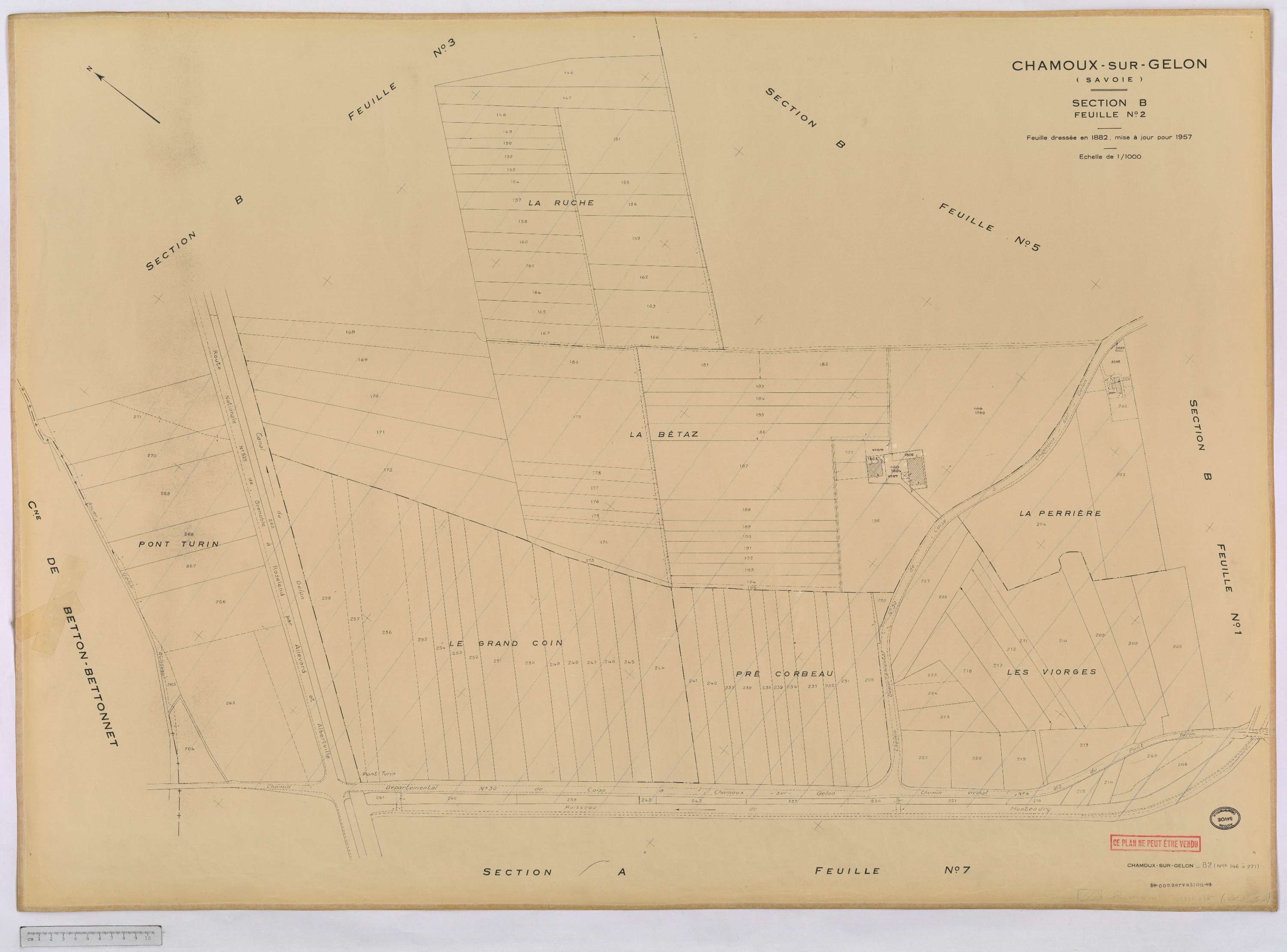 Chamoux-sur-Gelon - Cadastre rénové, version définitive (1957).