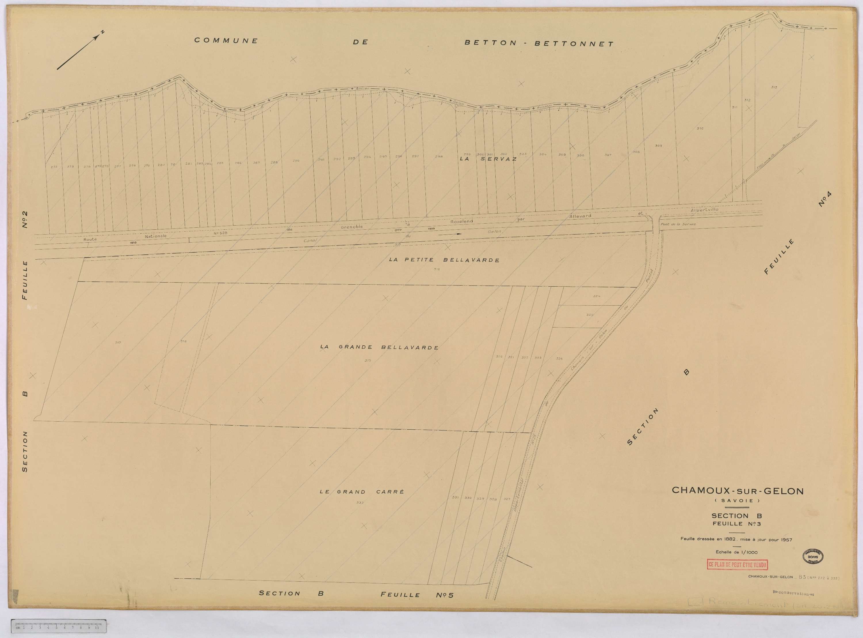 Chamoux-sur-Gelon - Cadastre rénové, version définitive (1957).