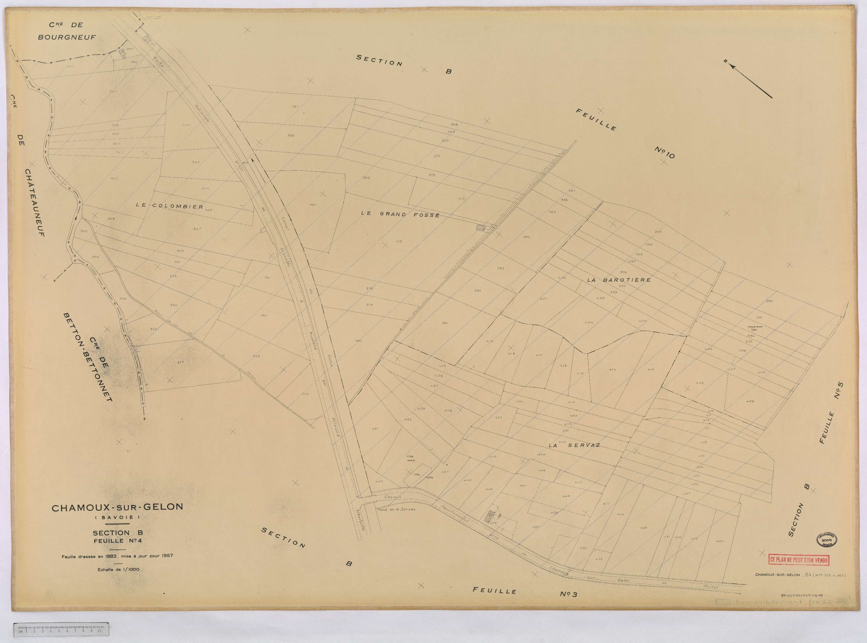 Chamoux-sur-Gelon - Cadastre rénové, version définitive (1957).