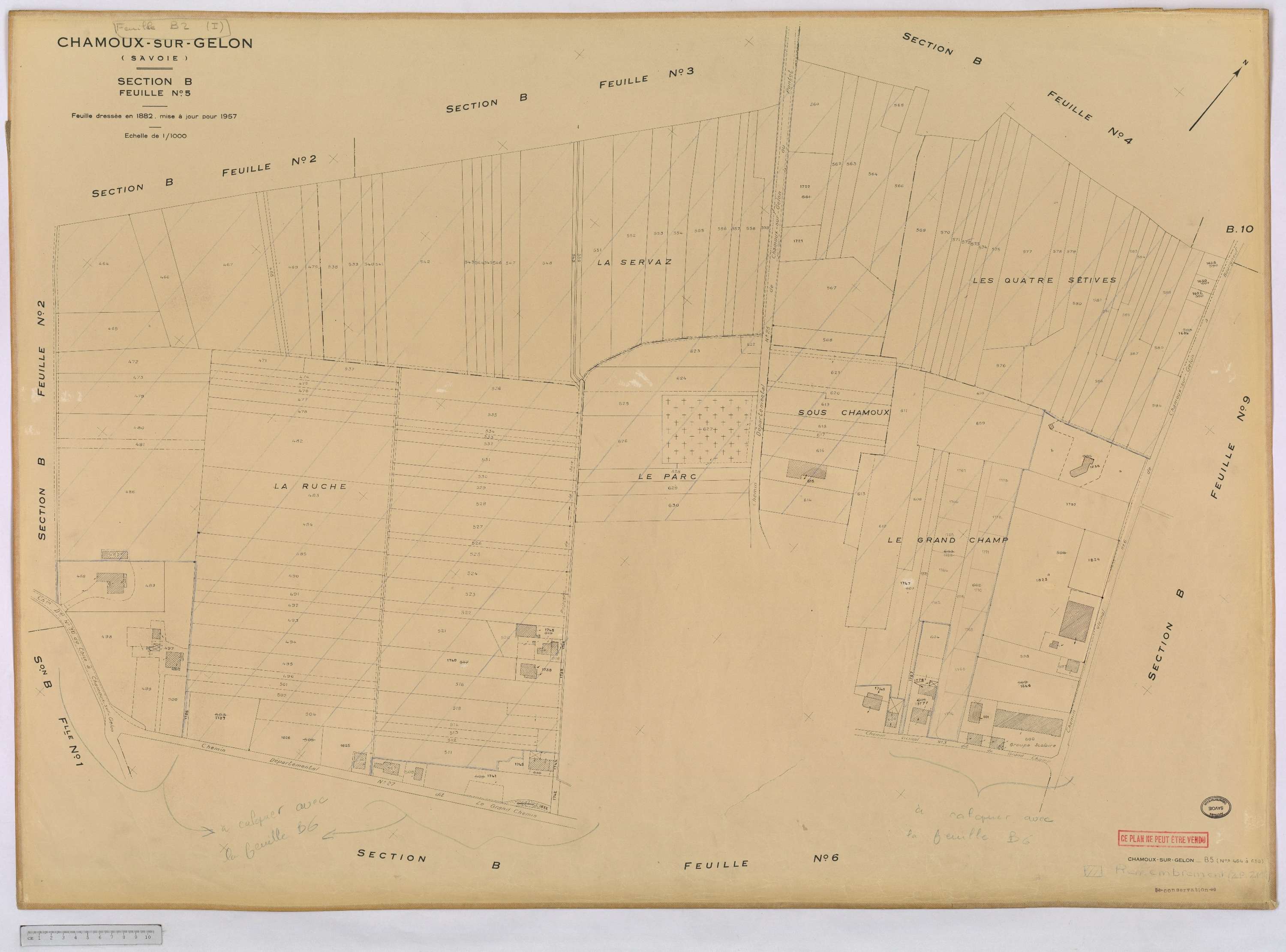 Chamoux-sur-Gelon - Cadastre rénové, version définitive (1957).