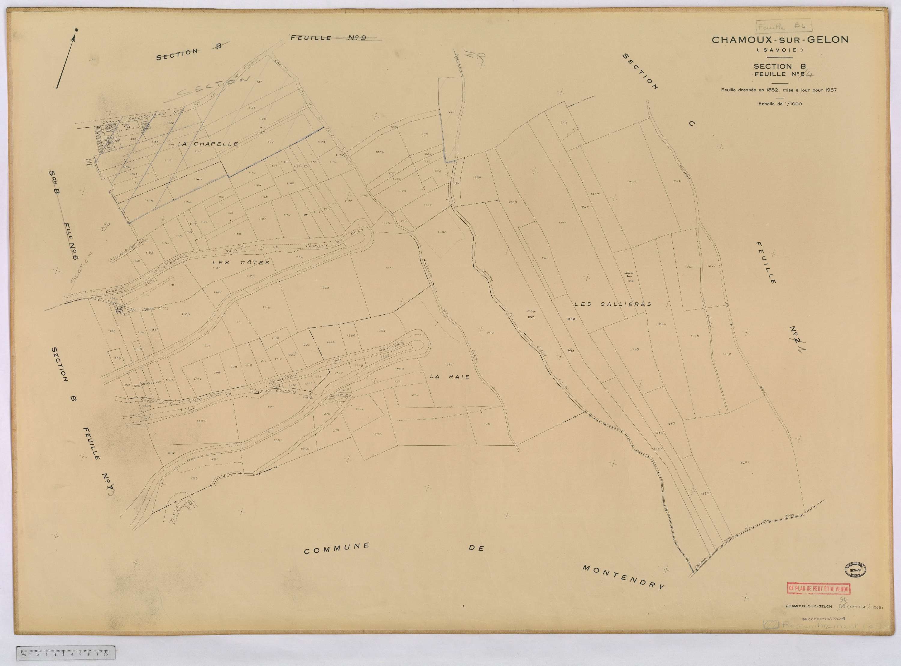 Chamoux-sur-Gelon - Cadastre rénové, version définitive (1957).