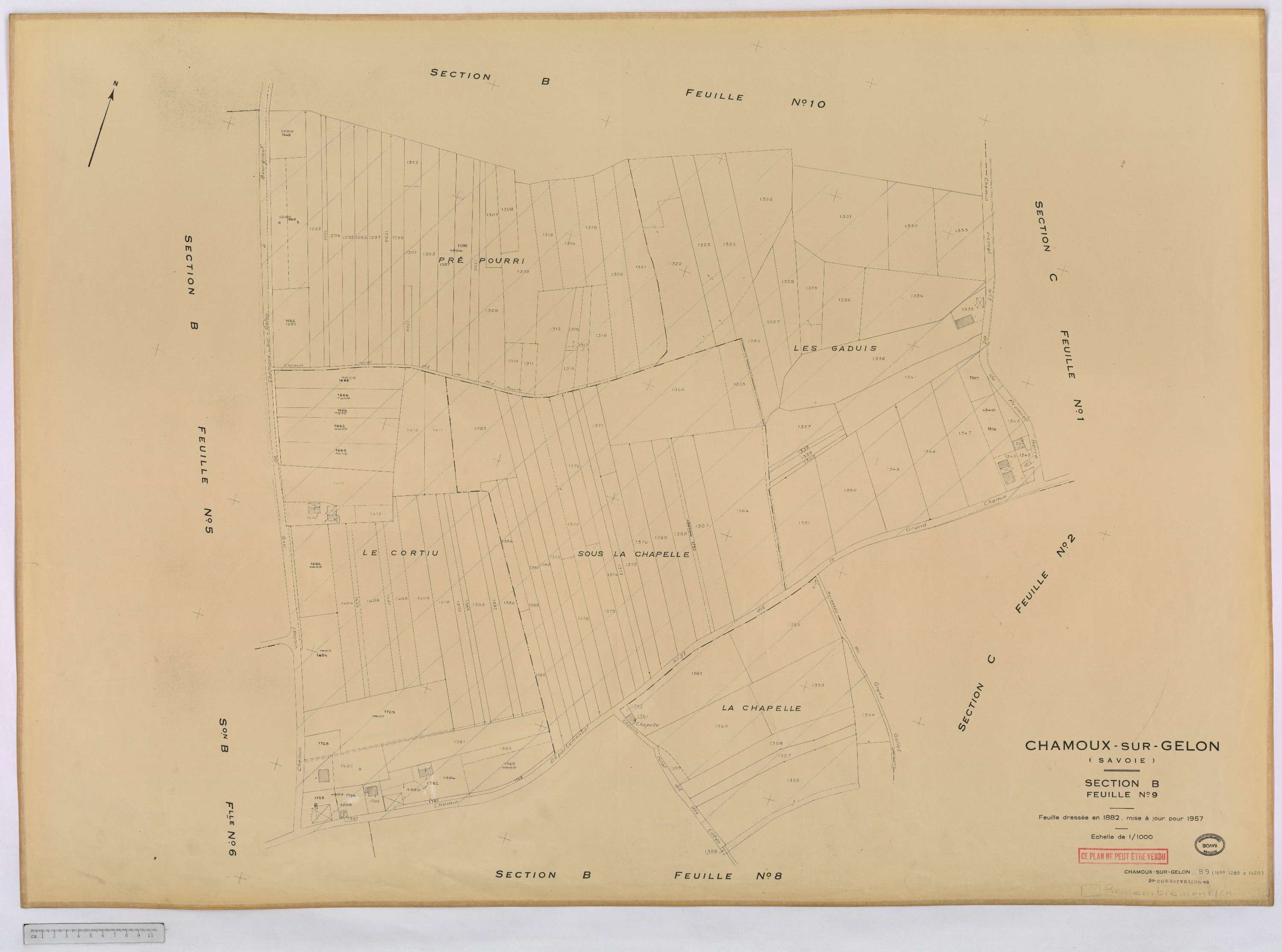 Chamoux-sur-Gelon - Cadastre rénové, version définitive (1957).